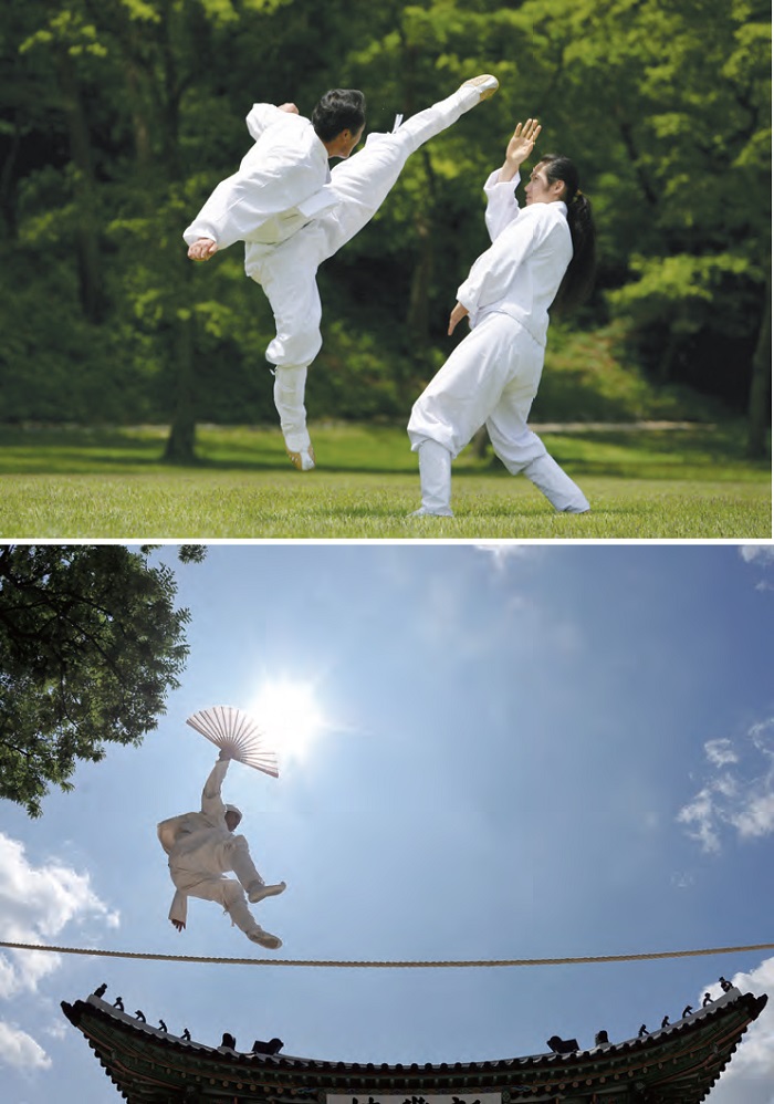 1. Taekkyeon A traditional Korean martial art marked by elegant yet powerful physical movements. 2. Jultagi Performance of tightrope walking combined with singing, comedy and acrobatic movements.
