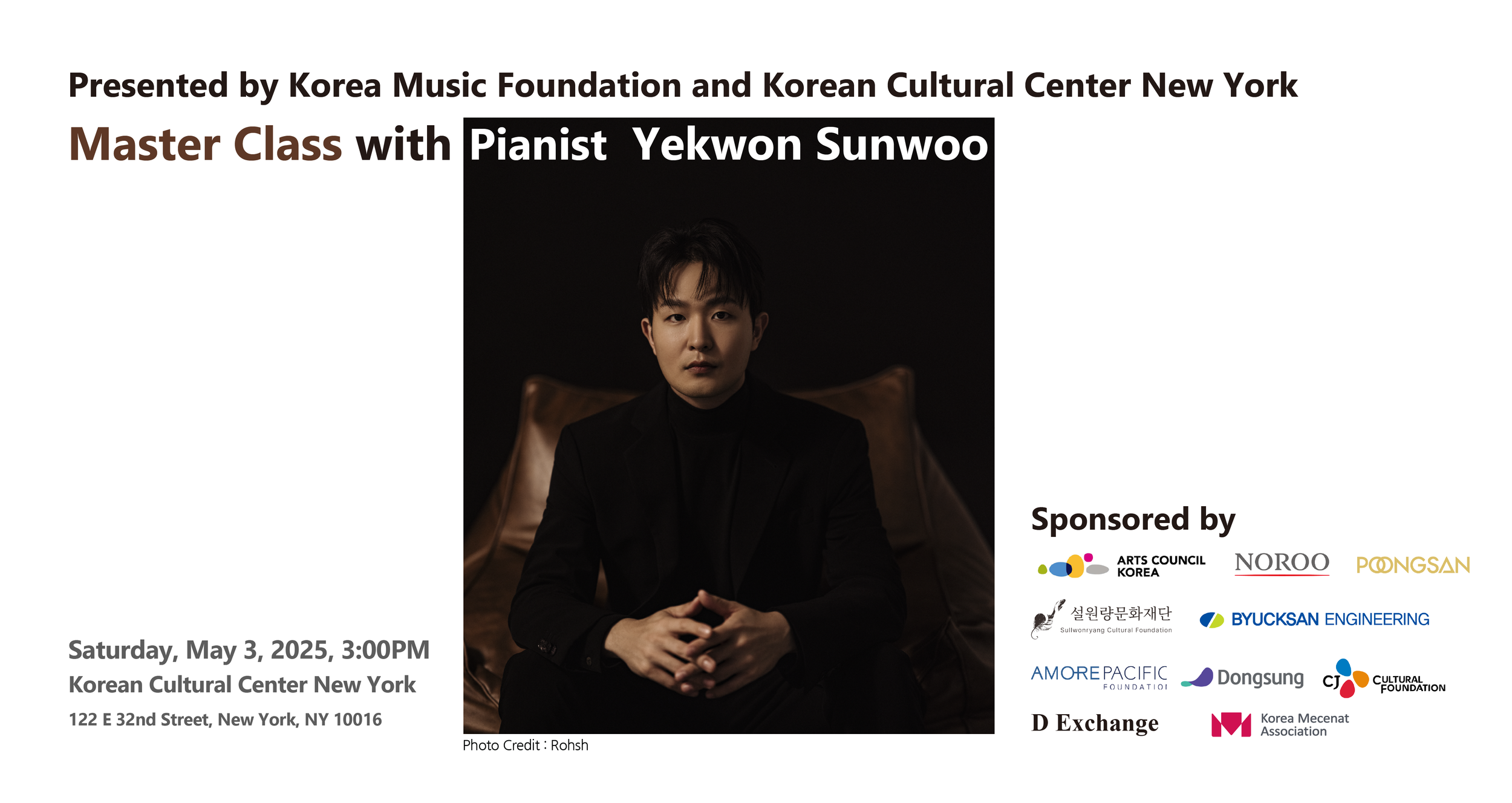 Master Class with Pianist Sunwoo Yekwon