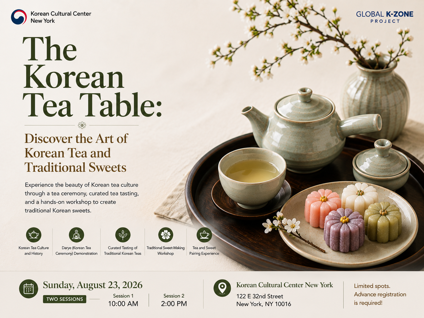 The Korean Tea Table: Discover the Art of Korean Tea and Traditional Tea Snacks with Korea’s Tea Ambassador, Tea Master Yoon Hee Kim