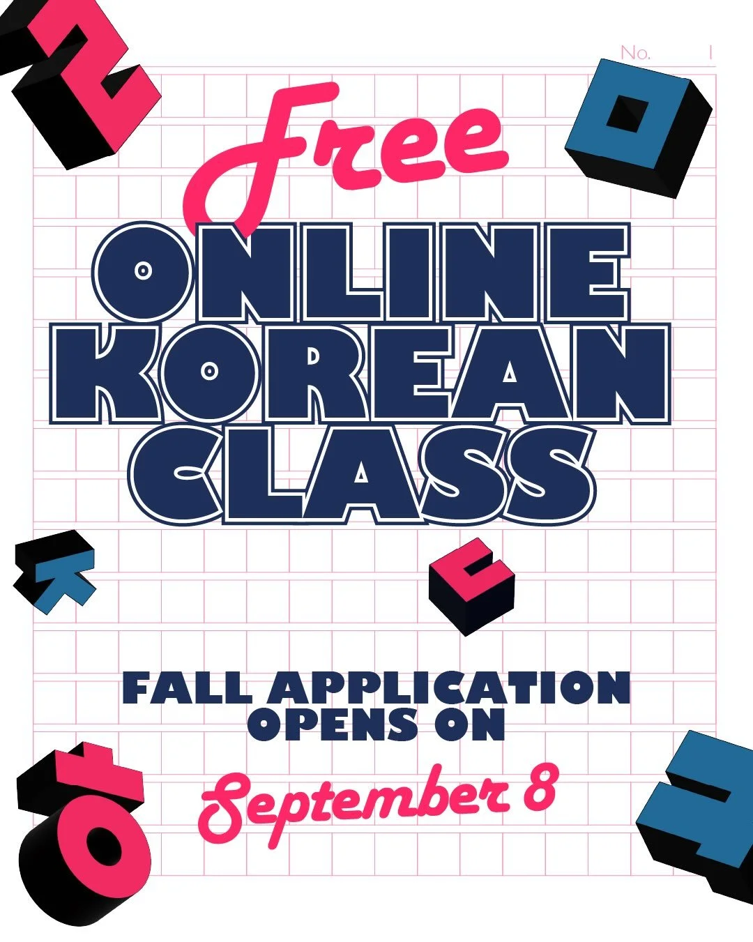 Ready to level up your Korean? Learn Korean. FREE &amp; ONLINE!

Join KCCNY x King Sejong Institute Center USA for a 10-week Korean language program this fall.

📚 Korean 1A &amp; 1B | Beginner Levels
📆 September 29&ndash;December 3, 2026
🕖 7&ndash