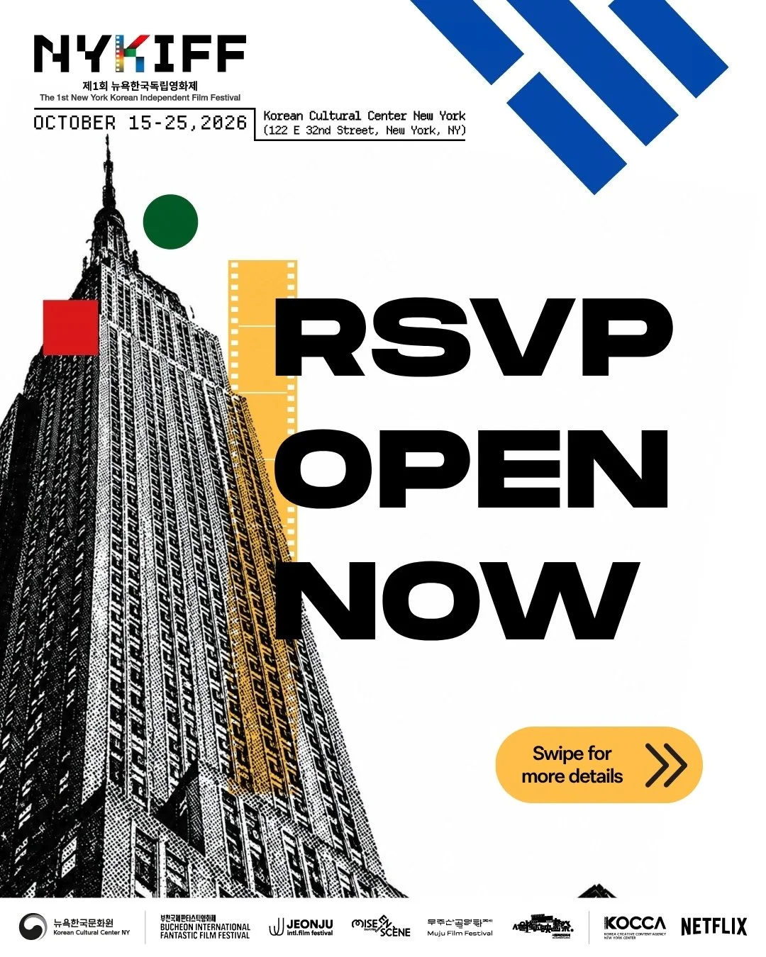 🎟️ 𝐑𝐒𝐕𝐏 𝐈𝐒 𝐎𝐅𝐅𝐈𝐂𝐈𝐀𝐋𝐋𝐘 𝐎𝐏𝐄𝐍 | 𝐍𝐘𝐊𝐈𝐅𝐅 𝟐𝟎𝟐𝟔 🎬✨

The wait is officially over&mdash;reservations for the 1st New York Korean Independent Film Festival (NYKIFF) are NOW LIVE!

Swipe through to check How to RSVP and explore t