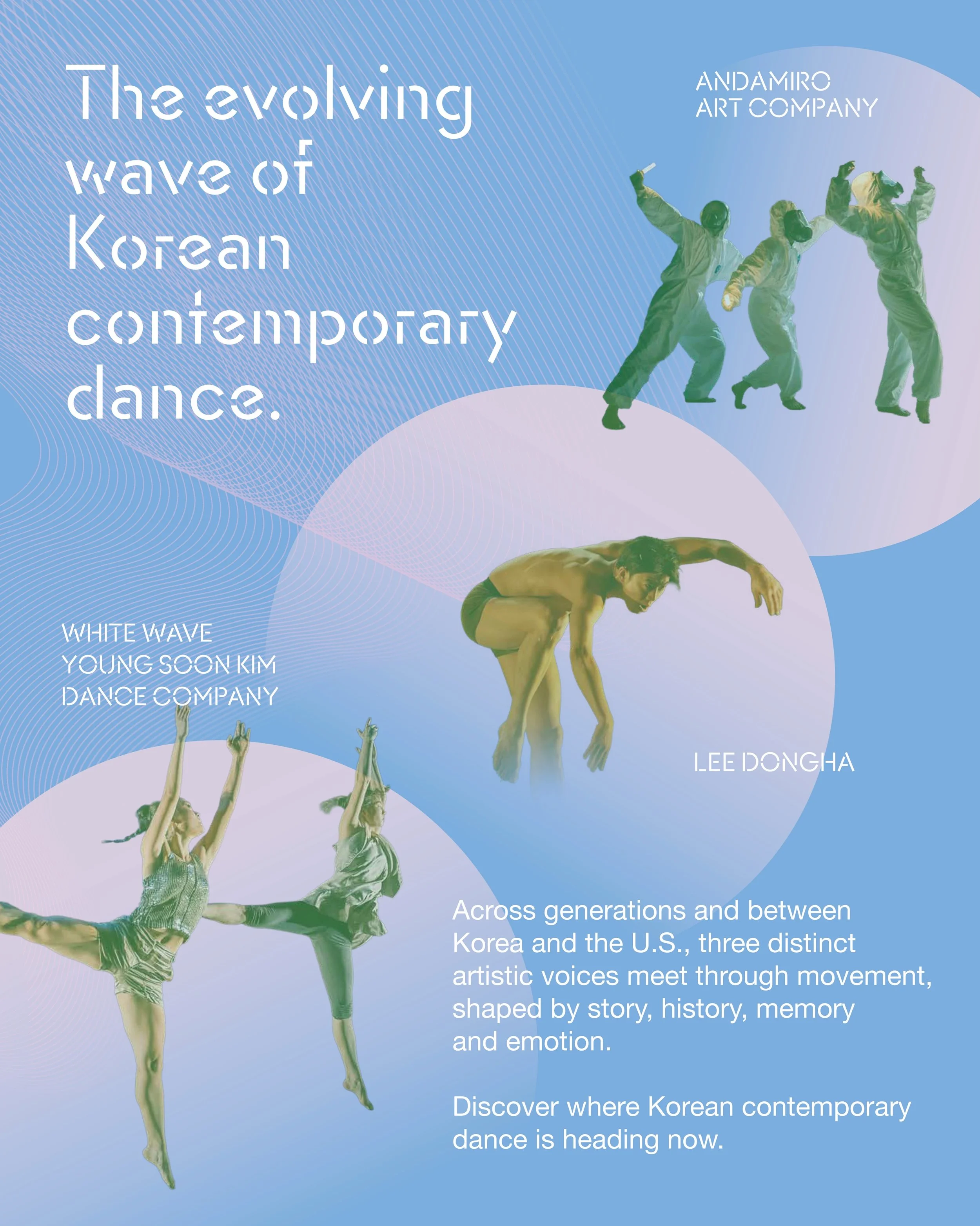 Don&rsquo;t miss it tonight at KCCNY!

Three works. Three generations. Three distinct voices. One stage.

Experience the evolving landscape of Korean contemporary dance with ANDAMIRO ART COMPANY, LEE DONGHA, and WHITE WAVE Young Soon Kim Dance Compan