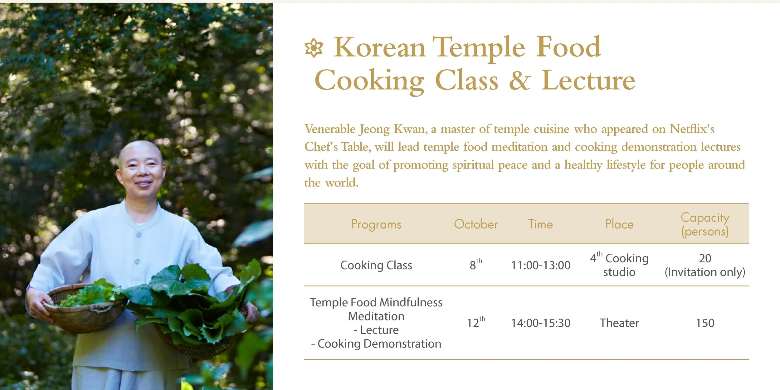 2024 Korea-U.S. Traditional Buddhist Cultural Exchange: Peace of Mind, Peace of the World “Korean Temple Food Meditation Lecture”