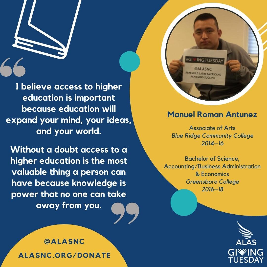 Knowledge is power, and everyone should have an equal opportunity to learn! All funds we raise go directly toward scholarships for undocumented/DACA-mented college students in WNC.

Visit the link in our bio to donate!

#givingtuesday2021 #givingtues