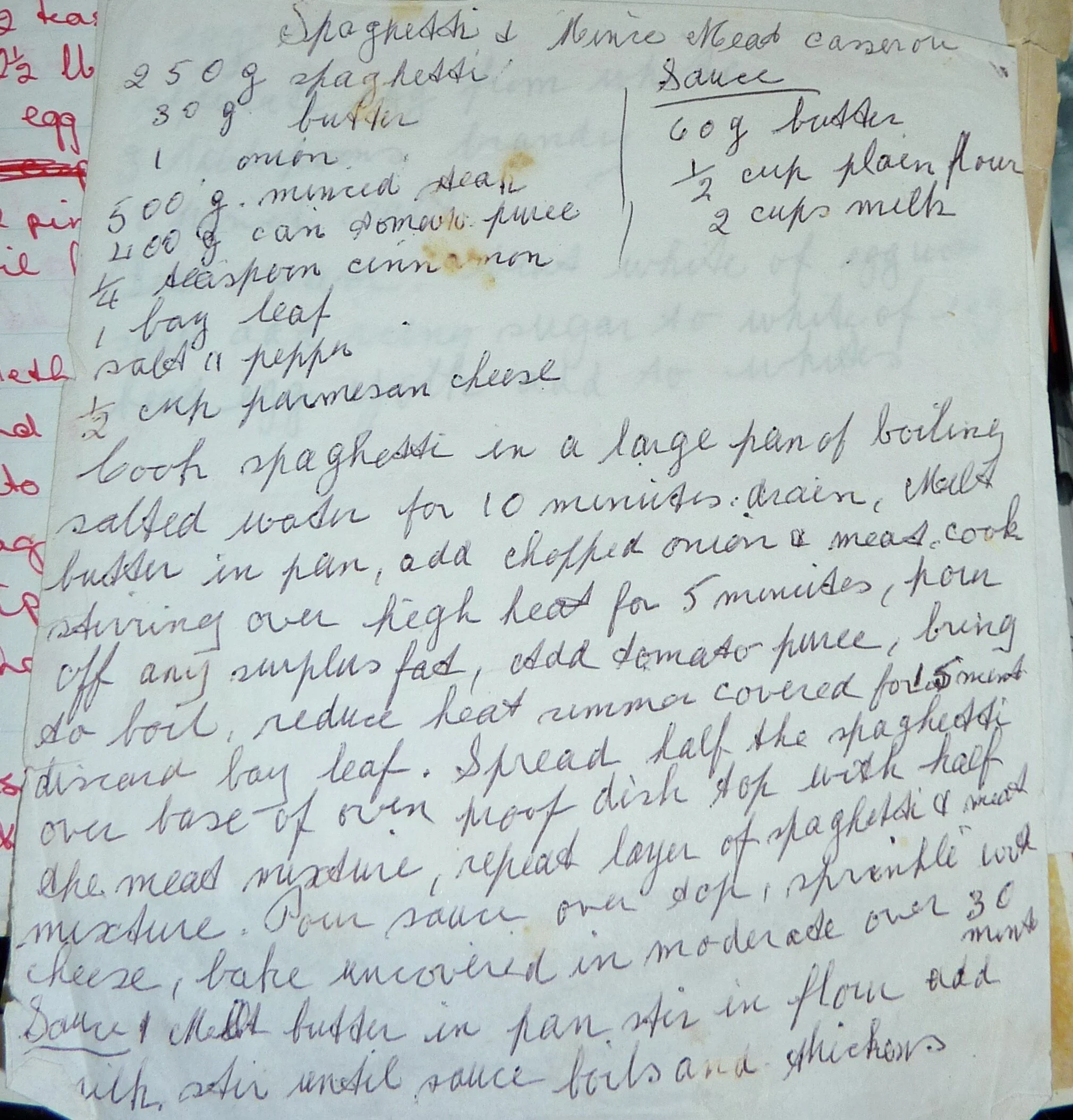 Old Recipes - Spaghetti and Mince Meat Casserole