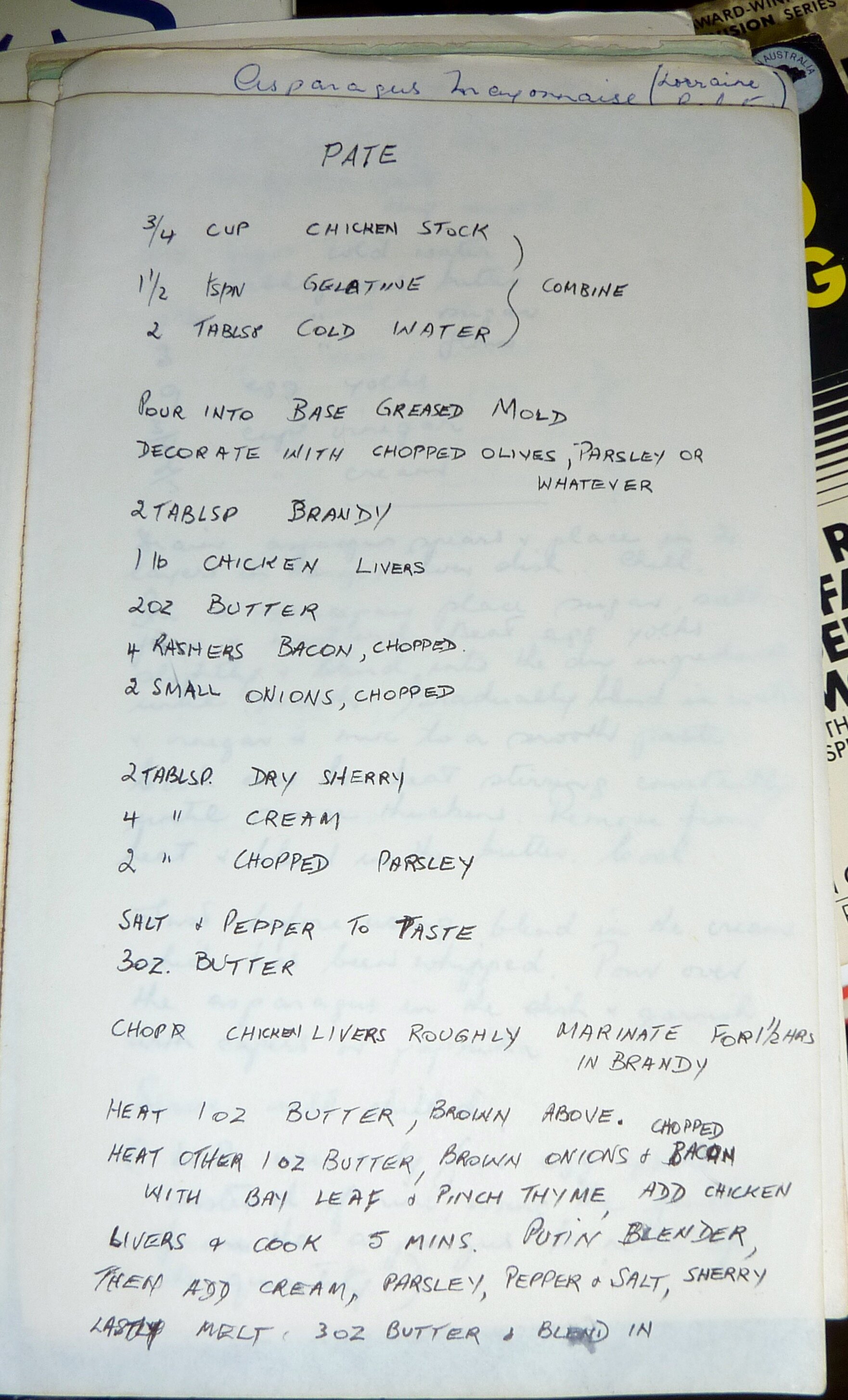 Old Recipes - Pate