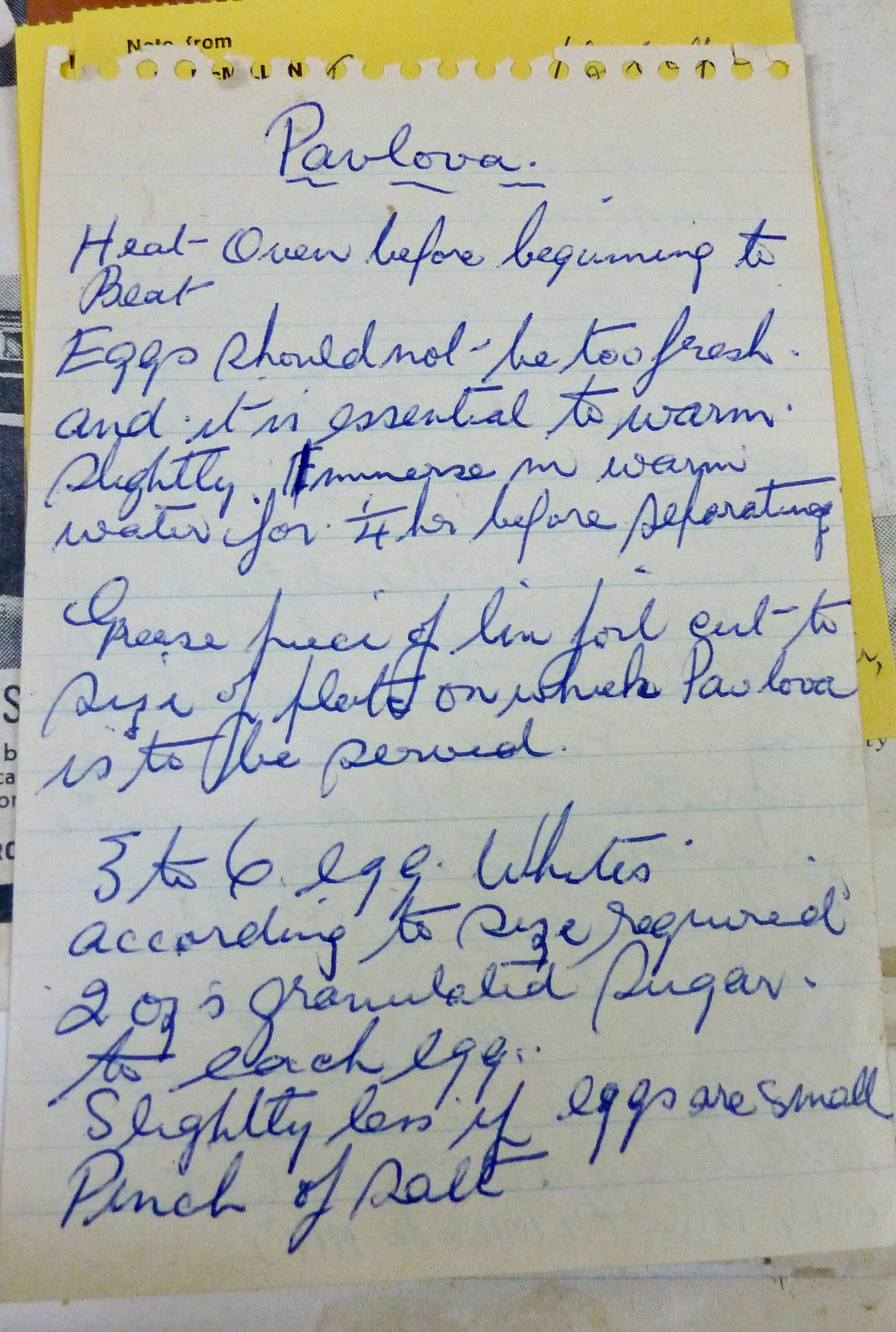 Old Recipes - Pavlova