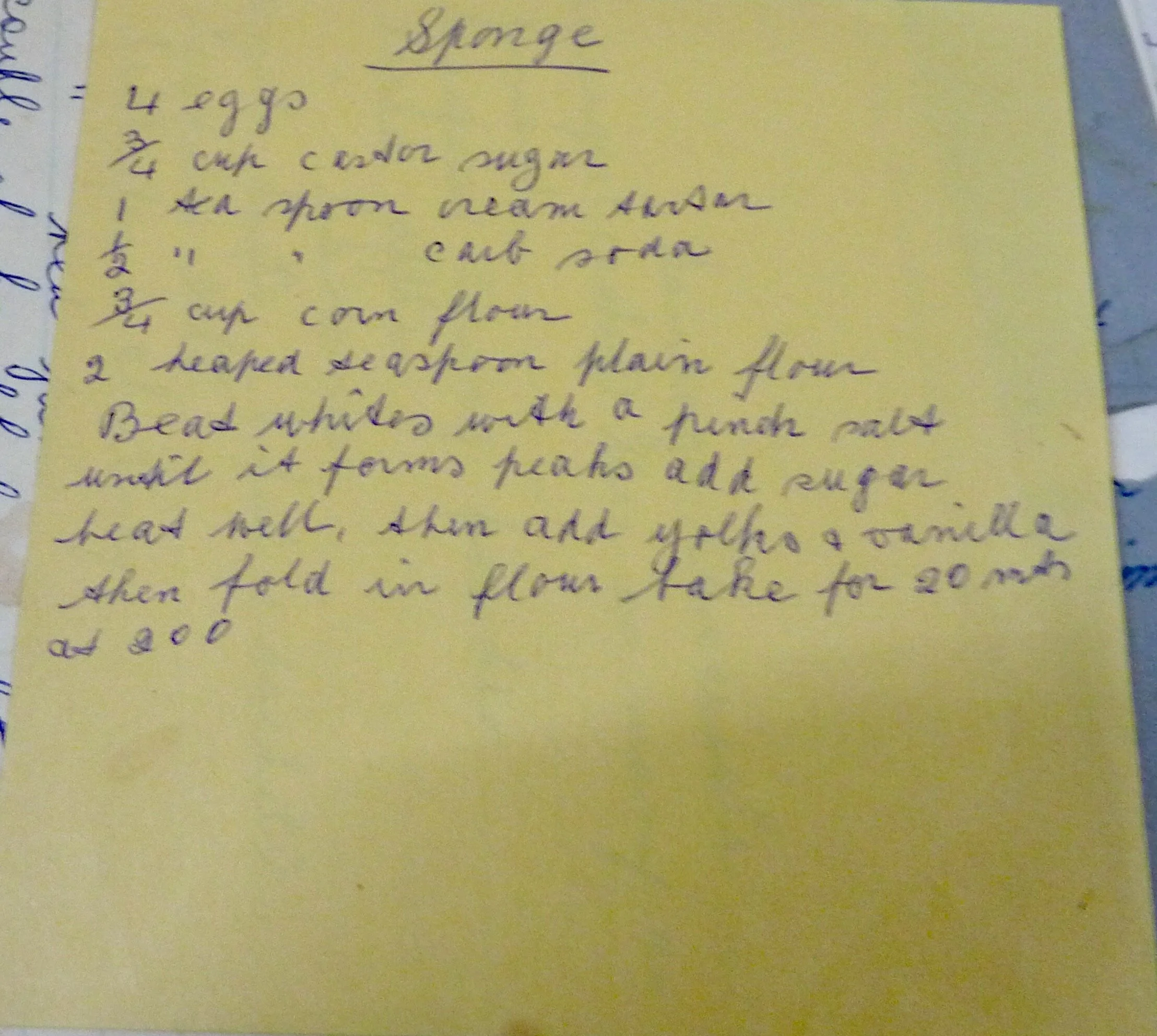 Old Recipes - Sponges