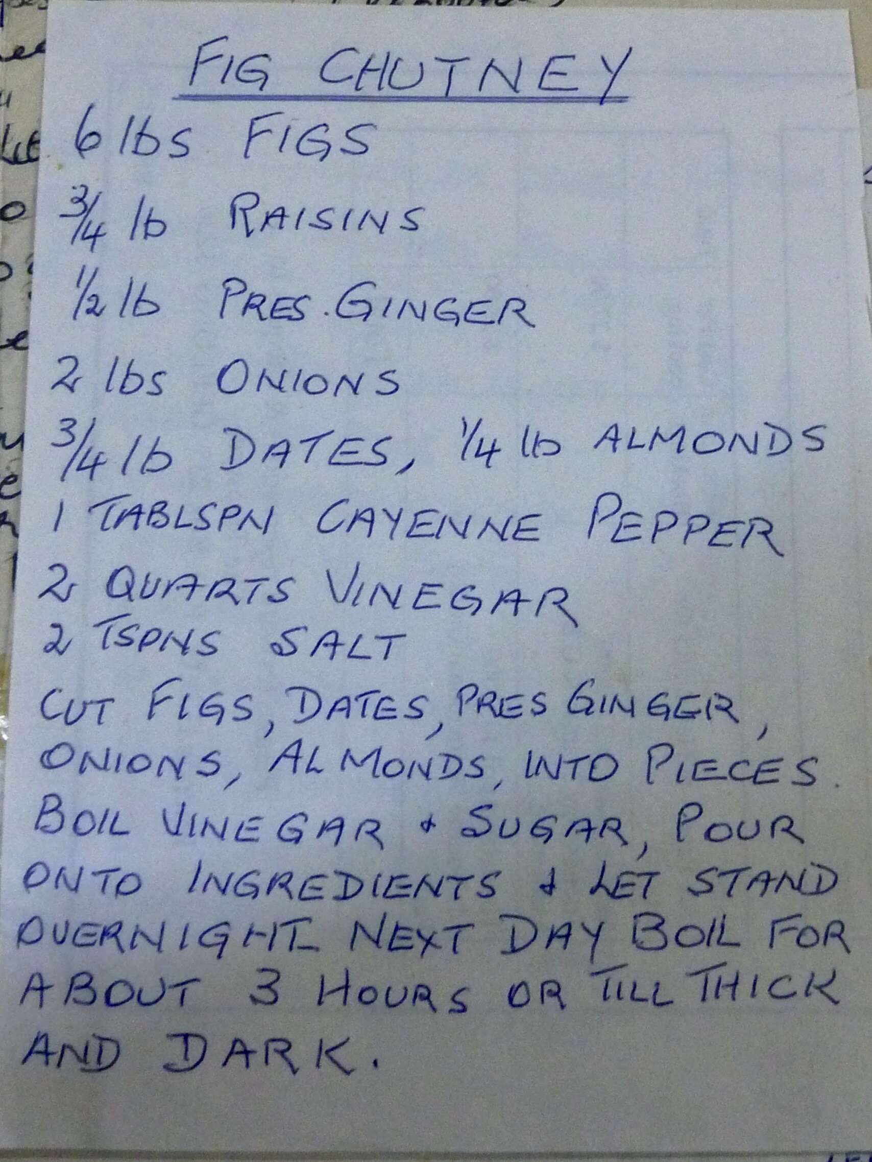 Old Recipes - Fig Chutney