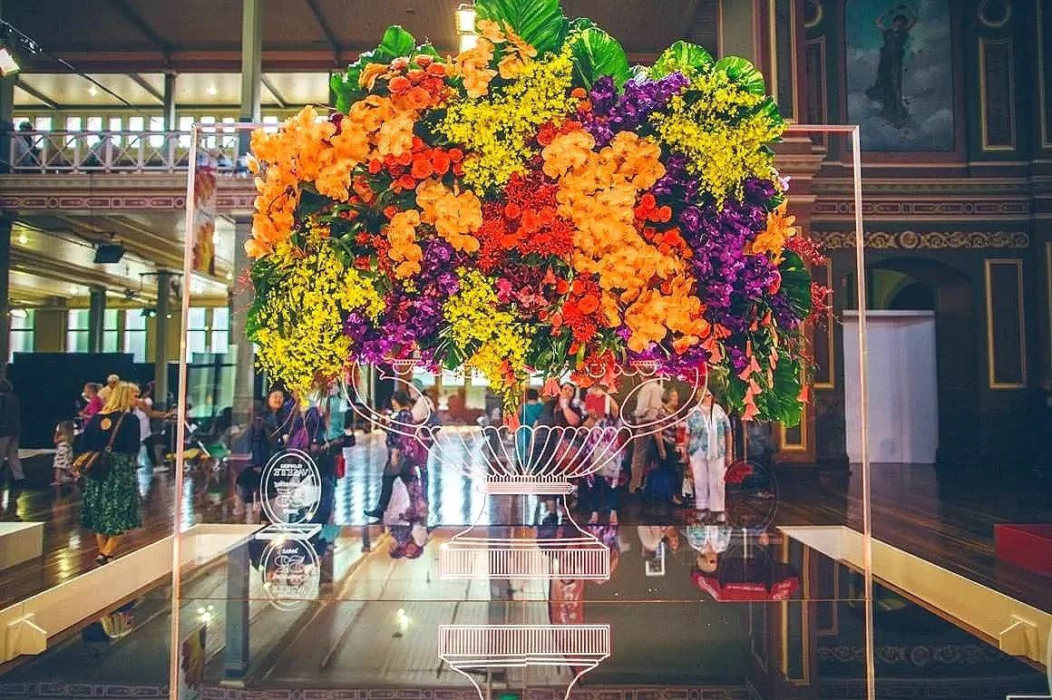 Melbourne International Flower and Garden Show floral installation Great Hall of Flowers florist competition display Luxury wedding floral installation inspiration Melbourne Phalaenopsis orchid floral design detail
