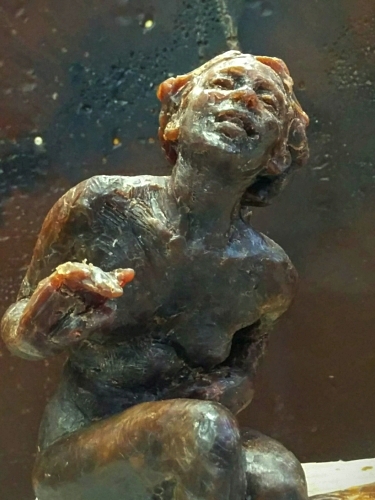 THE ORIGINAL: This six inch figure will take us through the basic steps of casting a bronze. I modeled it directly in microcrystalline wax (which is the most commonly used at foundries). We'll be using the Lost Wax Method of casting in bronze, which is essentially the same process that has been used to cast bronze for approximately 6000 years, though technology has streamlined it. This will be a direct casting , meaning that the original wax will be used to create the bronze, and will be destroyed in the process. (another option would be to make a mold of the piece so that multiple waxes could be made and cast into bronze)... but for this one, I'll give myself just one chance....