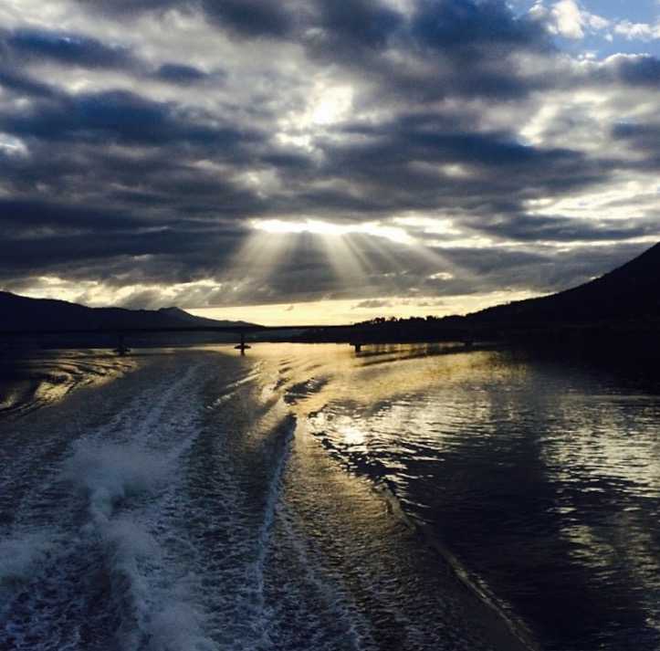 Heading home on the ferry after a day spent at MONA