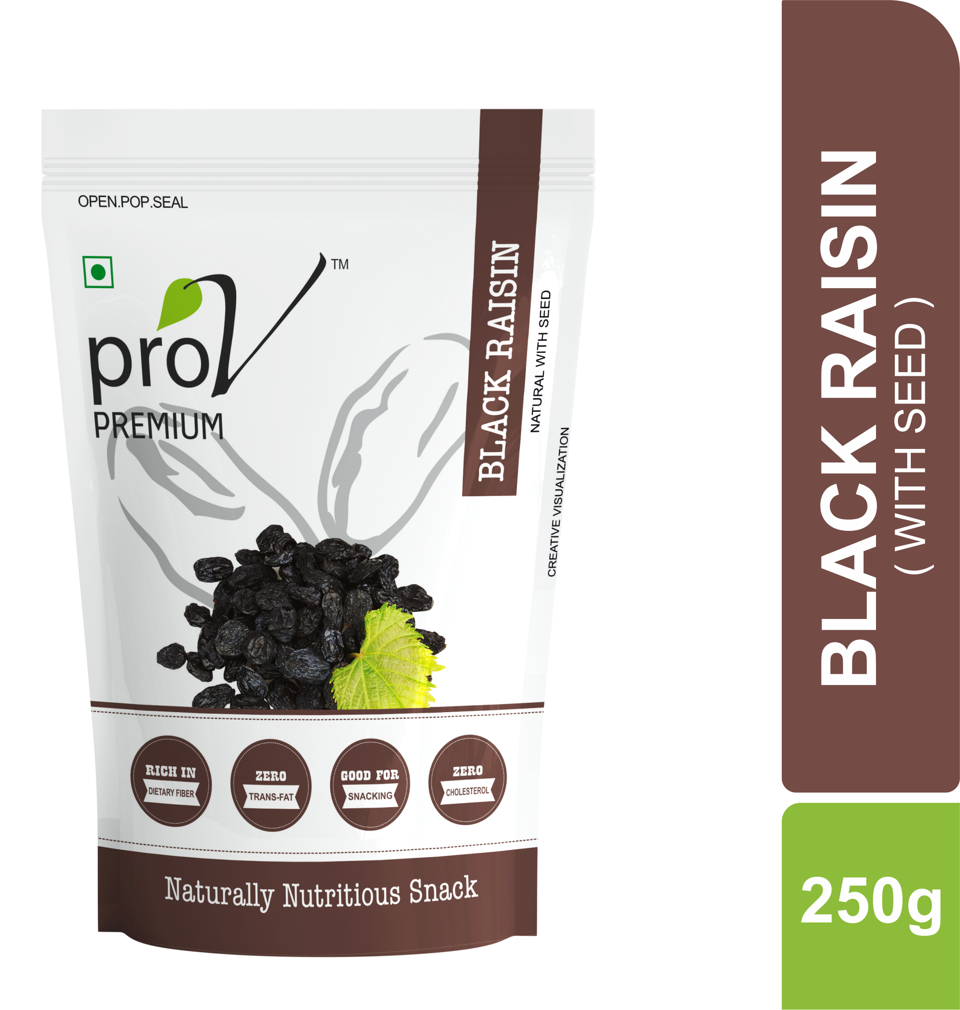 ProV Premium - Black Raisins with seed 250g - Front3d.png