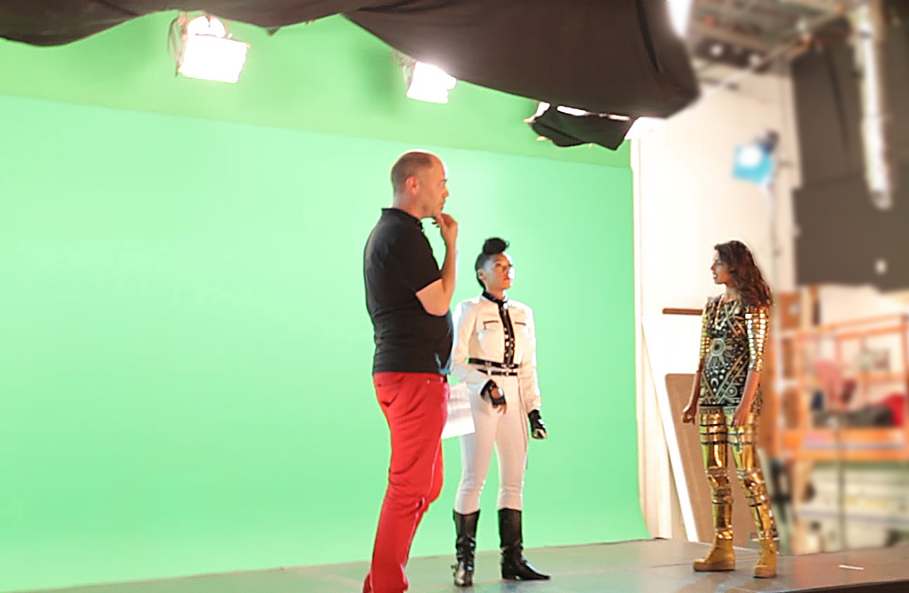 Ben on set with MIA and Janelle Monáe