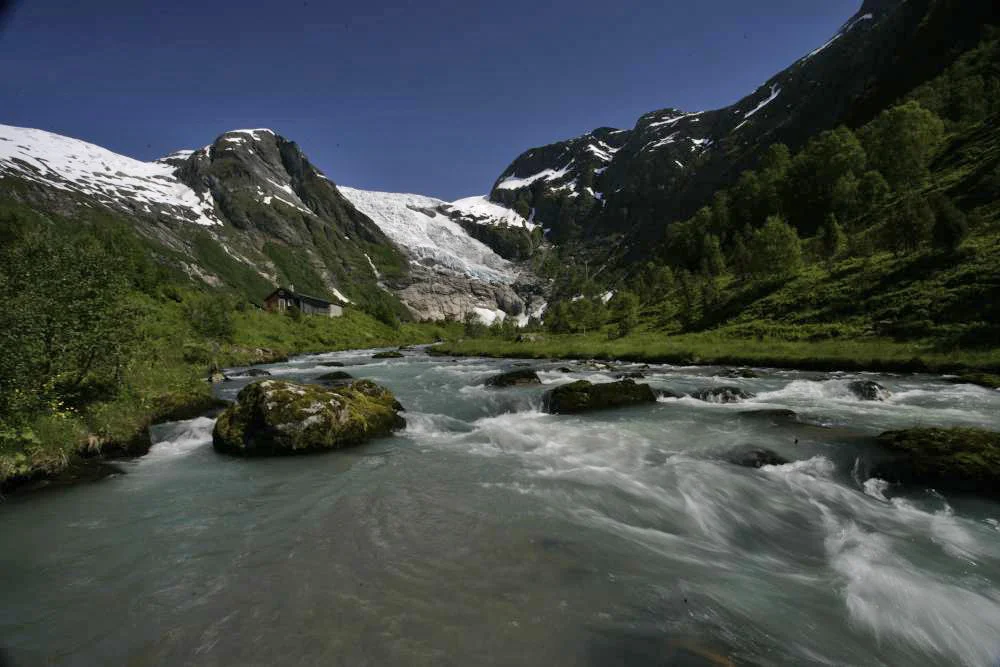 River fishing under the glacier.