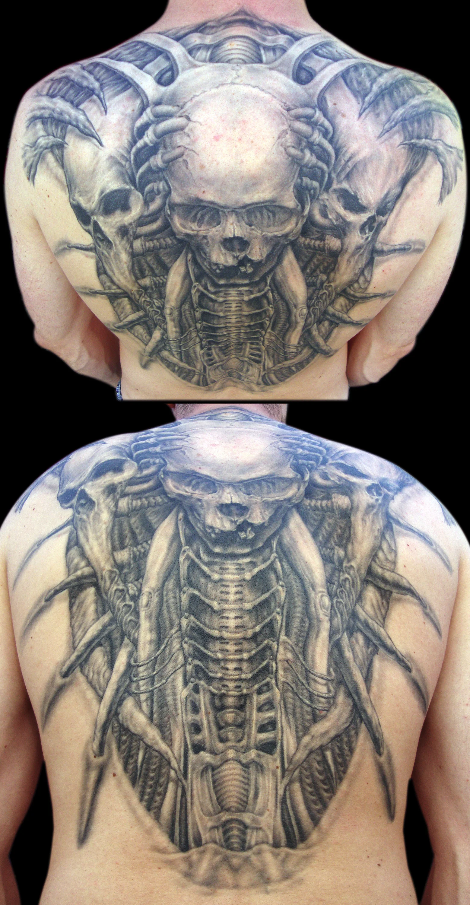 Large scale black and grey tattoo by Benjamin Moss