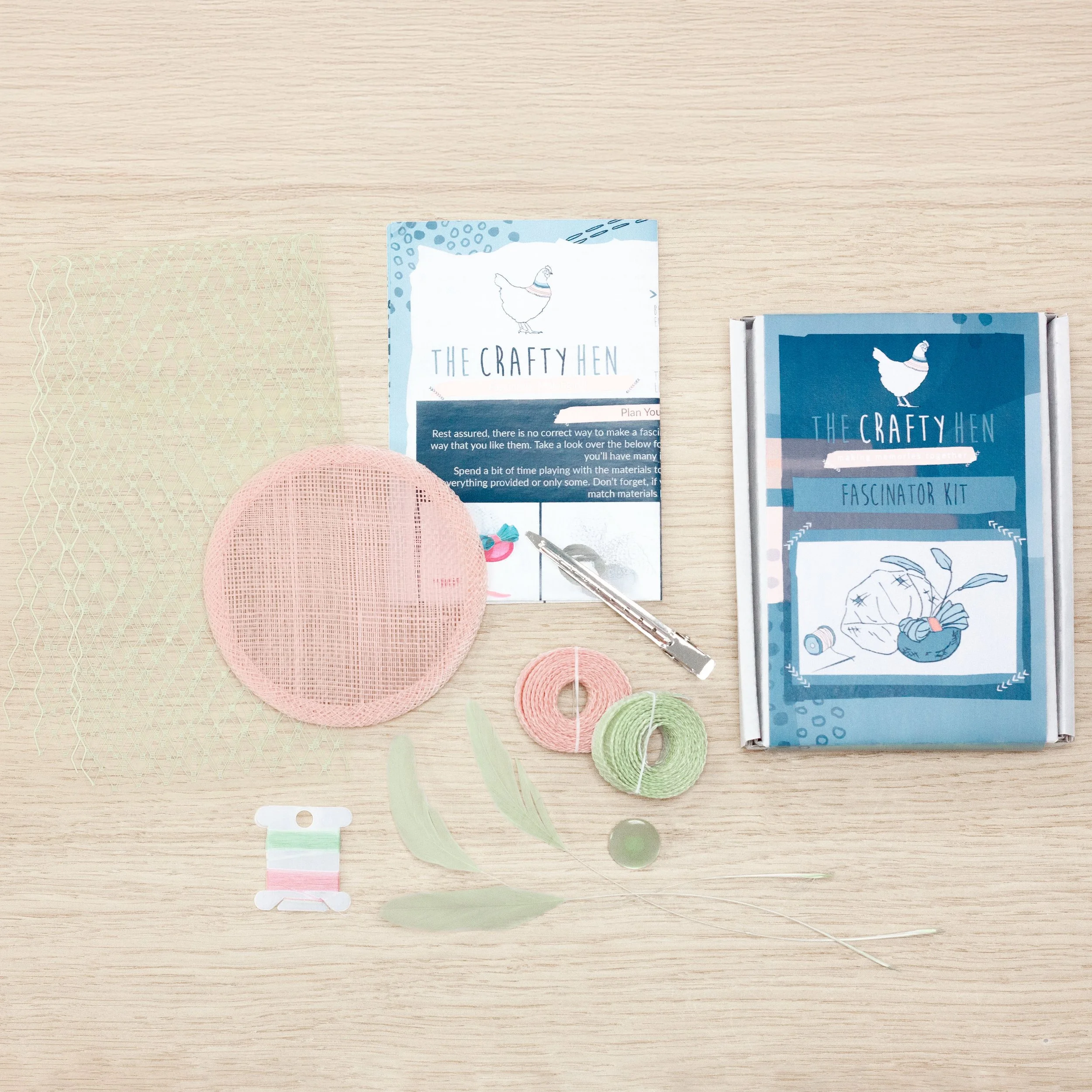 Bespoke Fascinator Kit Dusky Pink Green The Crafty Hen.jpg