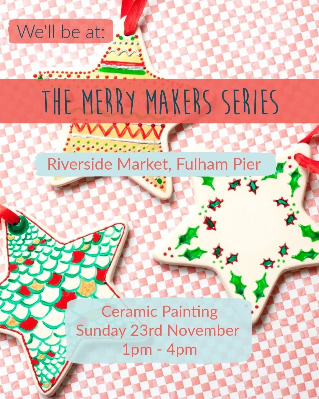 Londoners listen up!
Whether you&rsquo;re close by or visiting, join us for some festive workshops as part of the Merry Makers Series at Riverside Market 🎄

We&rsquo;ll be offering ceramic decoration painting and snow globe making across two differe