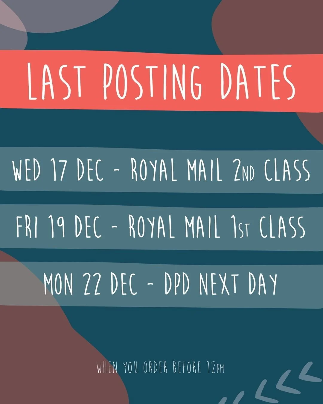 ⚠️ Last Posting Dates For Christmas Delivery ⚠️ 
Be sure to get your Christmas prezzy orders in by Wednesday 17th December for our standard shipping option or by Friday 18th / Monday 22nd December if you're choosing a speedy delivery option. 

This g