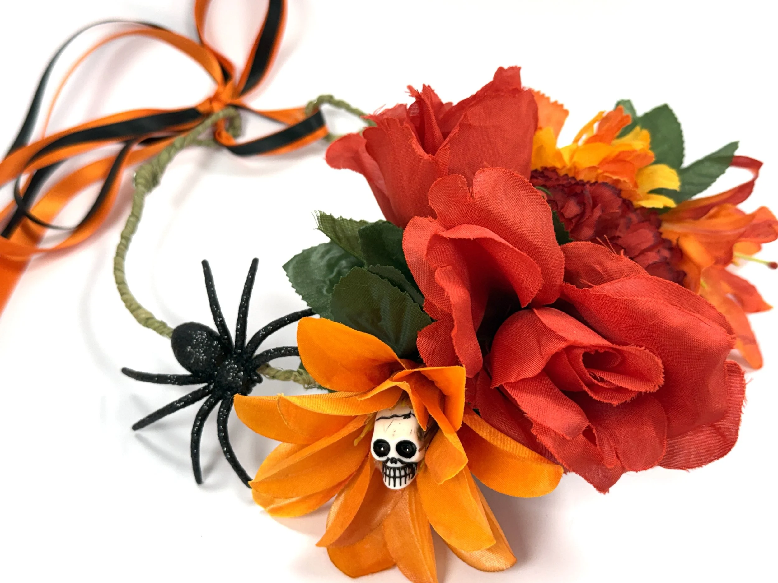 Day of the Dead Orange and Red mini Skull Crown.JPG