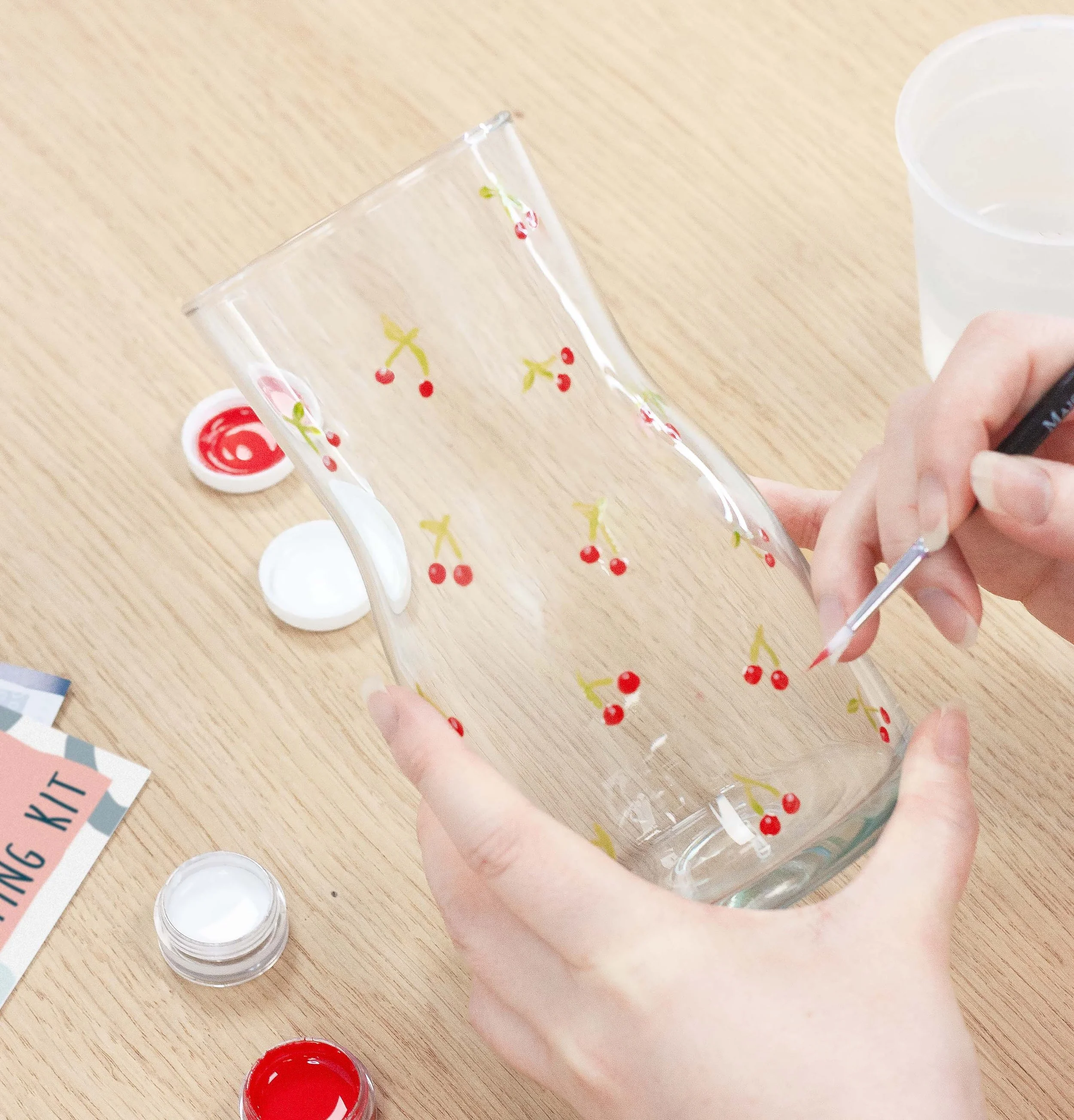 Cherry Glass Vase  Sip and Paint Kit The Crafty Hen.jpg
