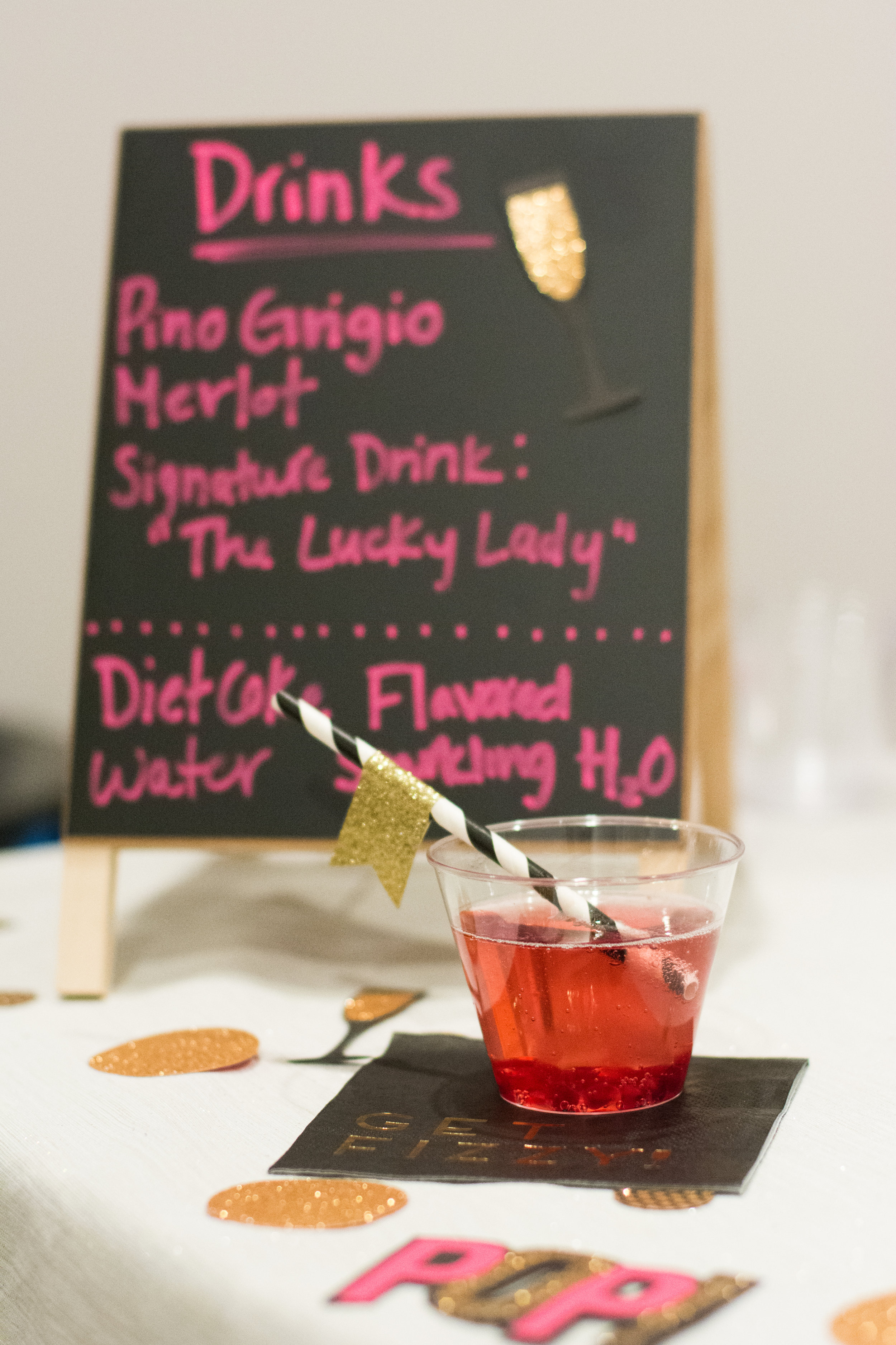 The Lucky Lady which is Champagne, pomegranate juice and fresh pomegranates!