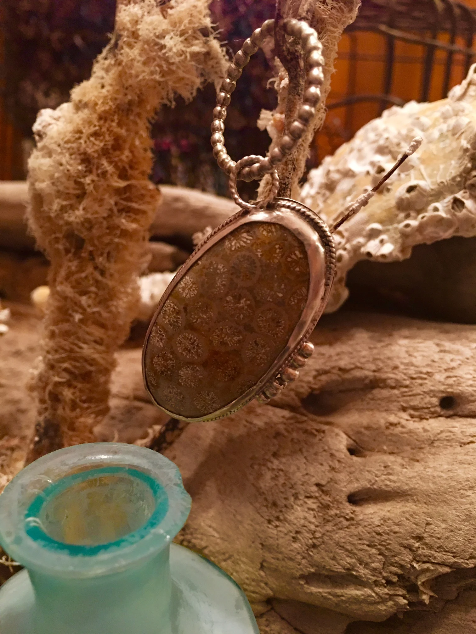 Fossilized Sea Coral Pendant