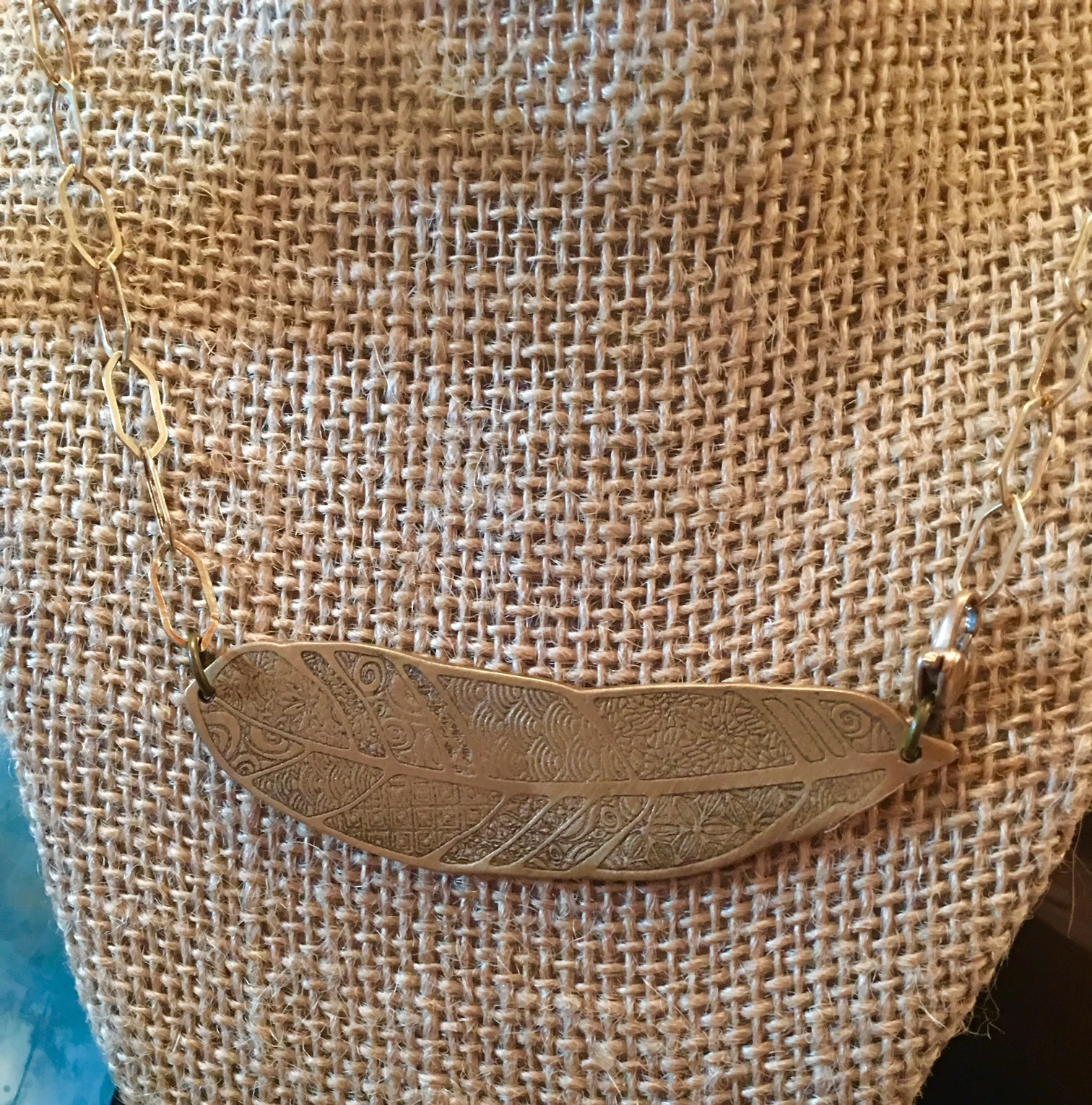 Engraved Feather Pendant