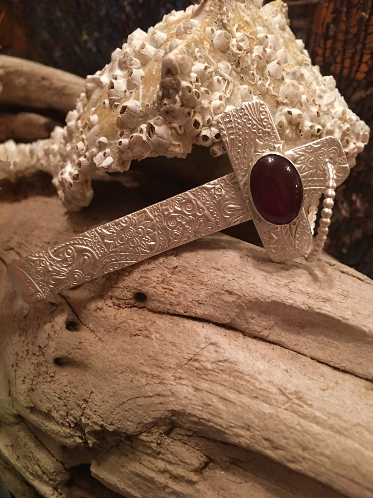 Silver Cross with Carnelian