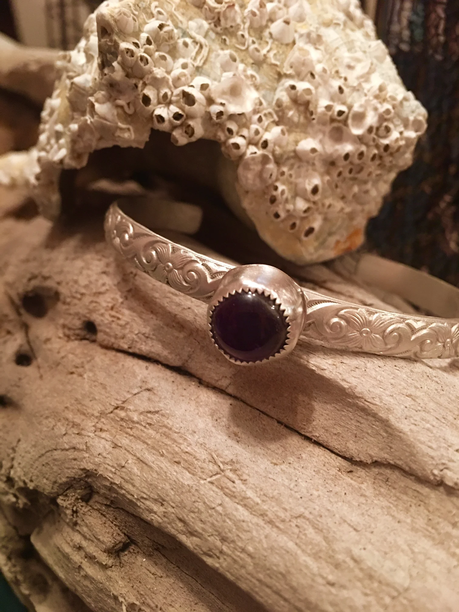 Amethyst + Sterling Silver Cuff