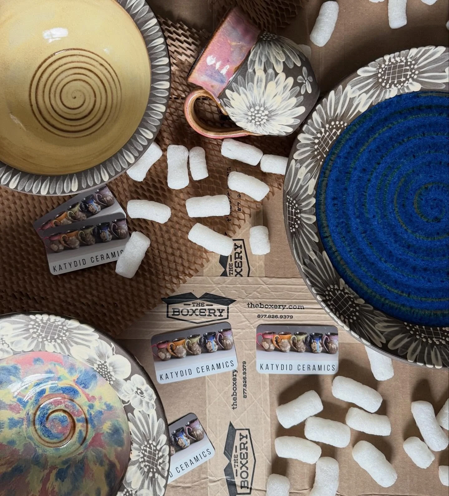 When I get orders for my larger pieces like platters or chip &amp; dips, shipping can get a little more complicated. I have to make sure everything is packed snug and secure, and that means using the right size boxes with plenty of room for padding.
