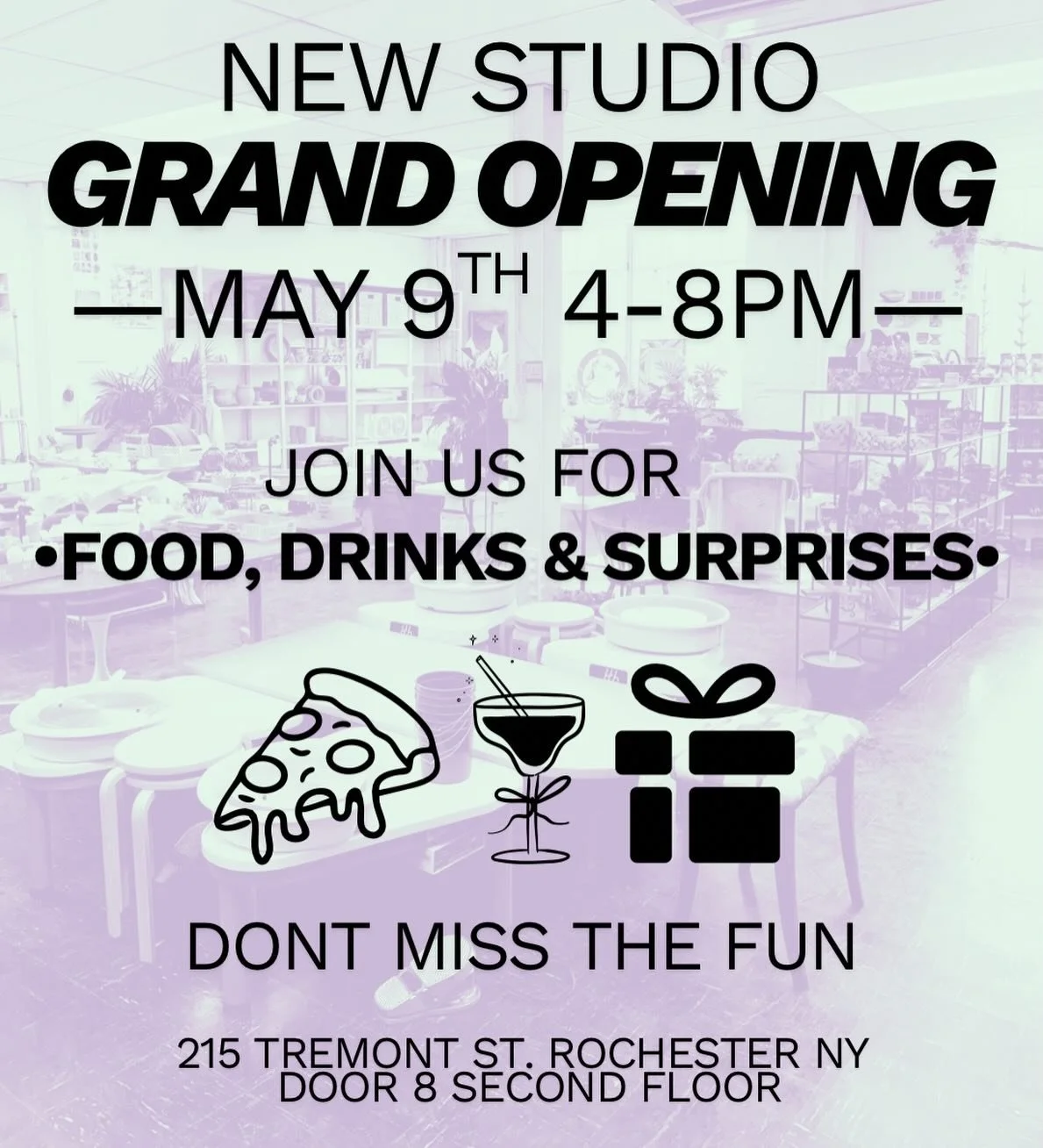 Today is day the folks!! ✨ 

Come celebrate with us at the new studio location. If you use Google Maps, search Katydid Ceramics or The Tea Pottery 💕

215 Tremont St, Rochester &bull; Door 8 second floor 😊 Hope to see ya there!! 🫶🏻