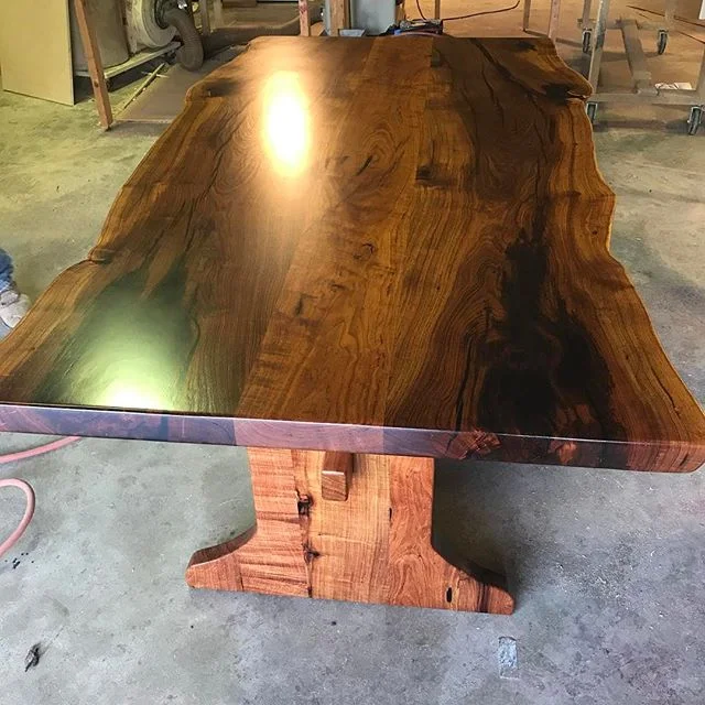The finished product always makes for a great picture. #mesquitetable #dentontx #denton #sanger #woodworking #bigslabs #slabtable