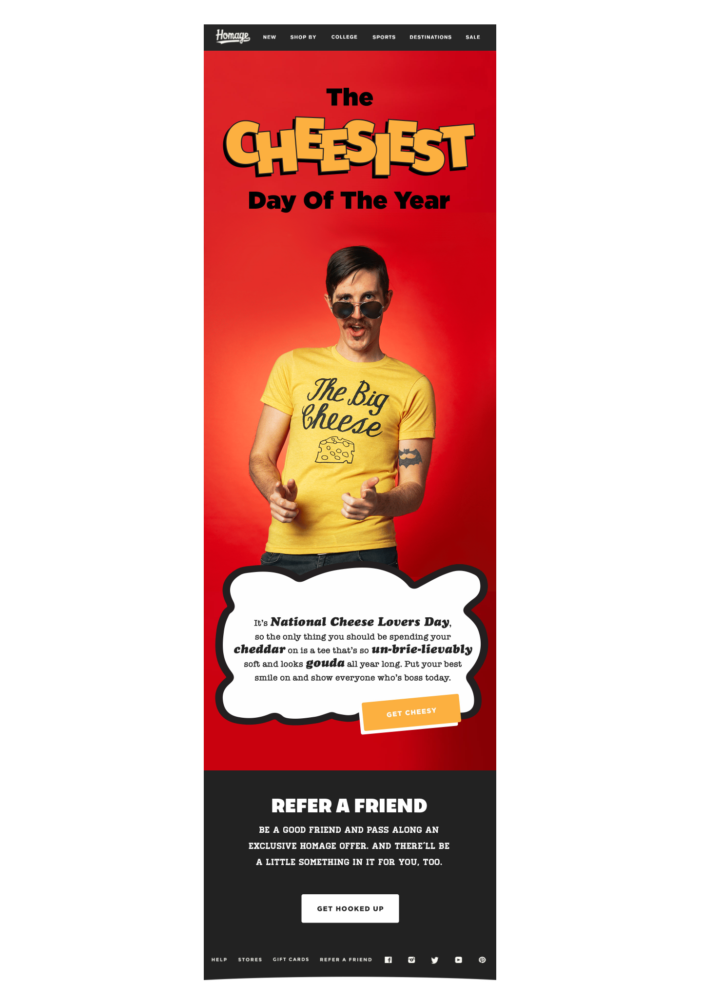 T-shirt retailer Homage, December 2016-January 2017.