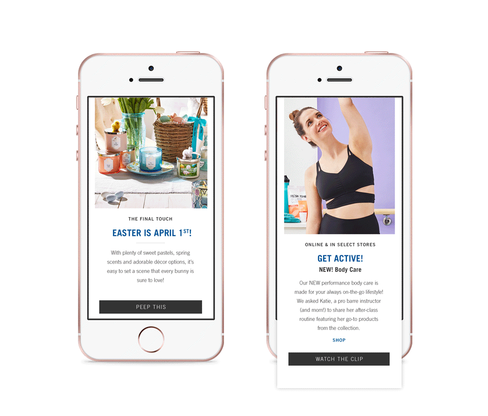 Copy written for Bath & Body Works' app "My Bath & Body Works", holiday 2017.