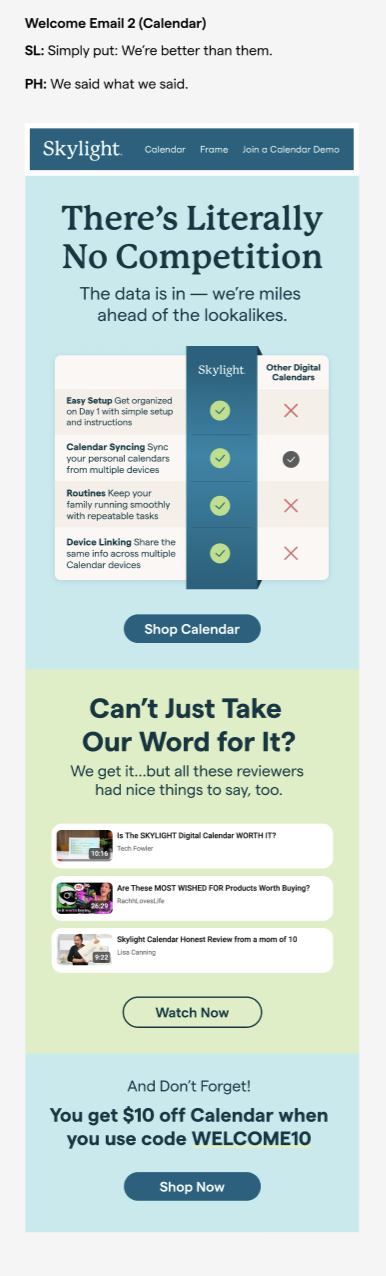 Emails written for Skylight Calendar, 2025.
