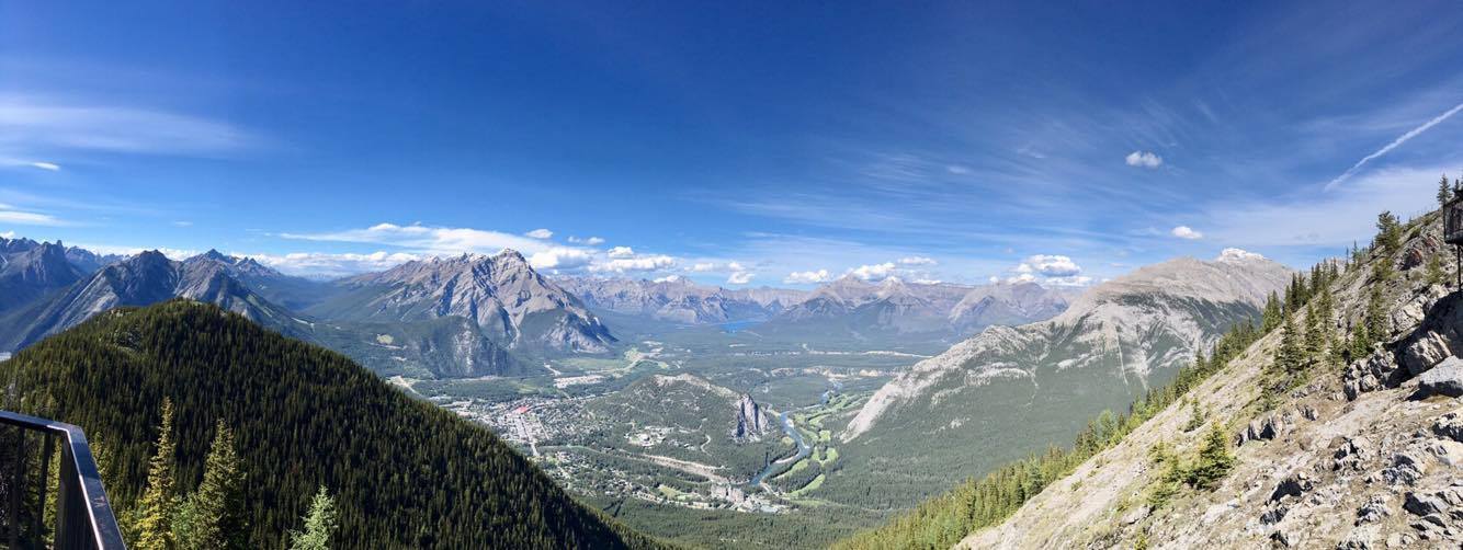  The  Banff Gondola,&nbsp; in the town of Banff, takes visitors atop the  Sulfur Mountain  for an unbroken view of the Rocky Mountain ranges. 