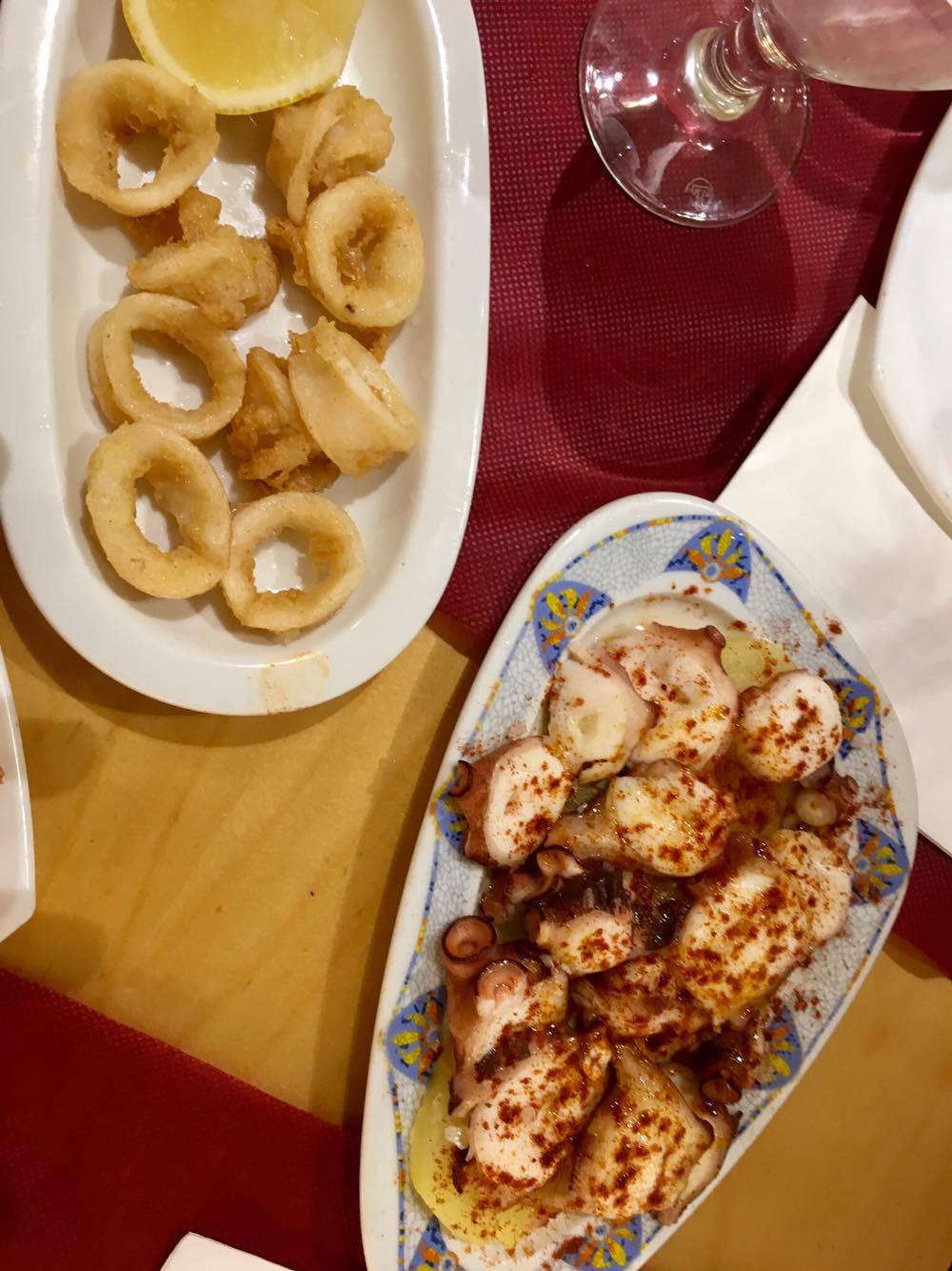 Fried calamari and braised octopus 