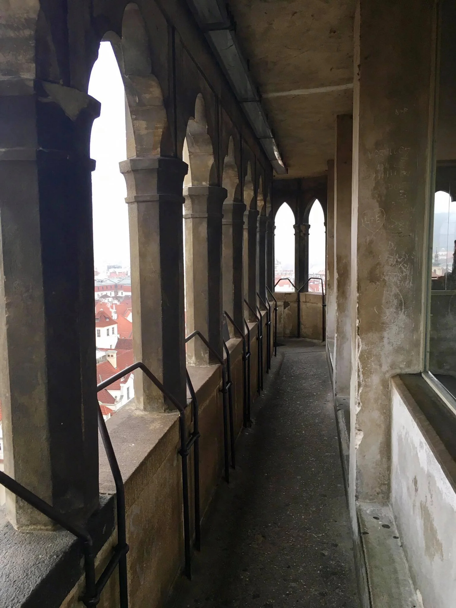 A shot of the surrounding walkway at the top of the tower. 