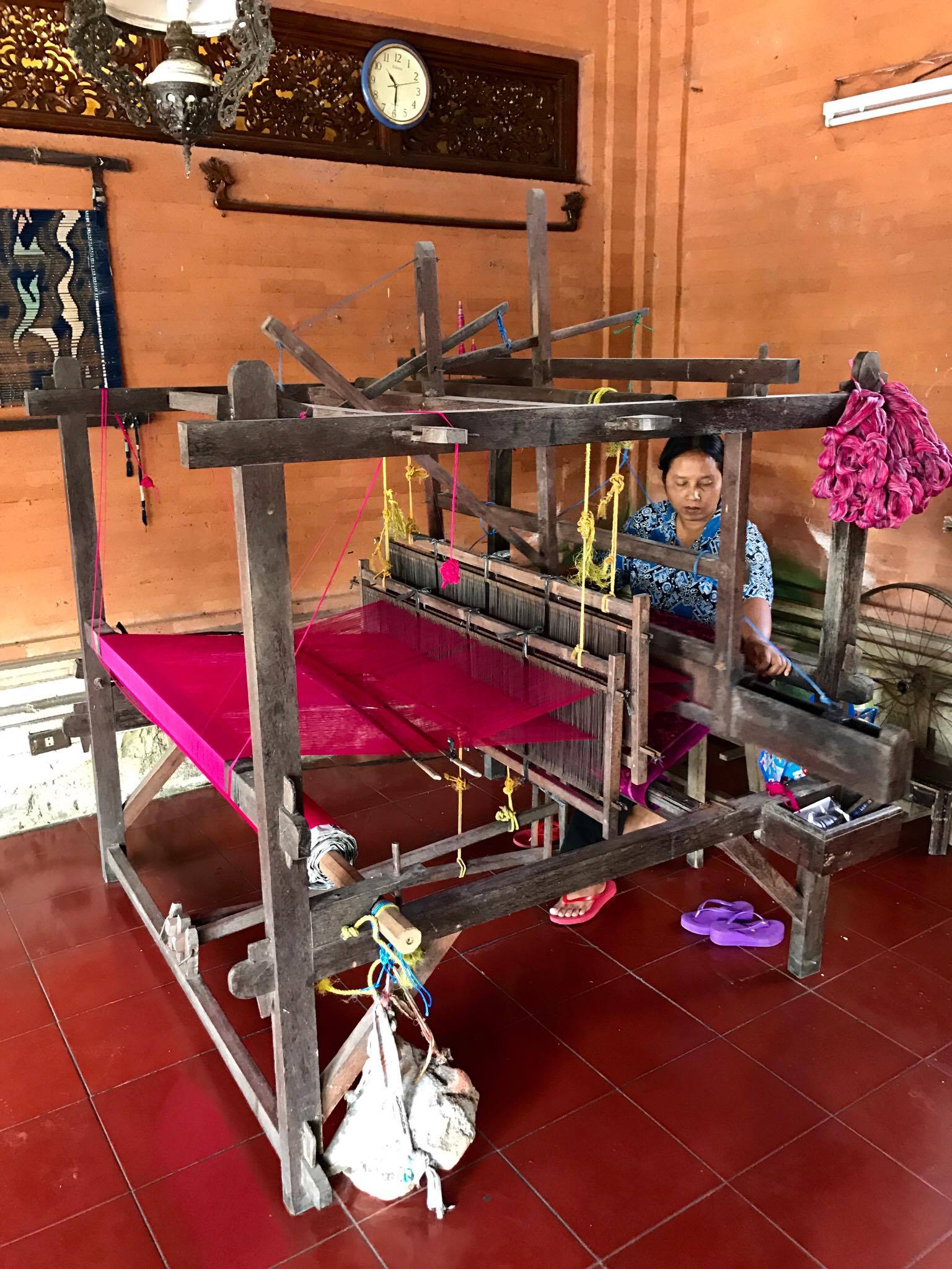 A woman weaving 