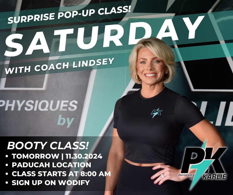 Coach @lindseyowen1 has another⚡️SURPRISE⚡️ Pop-Up!

Are you ready for another 💪🏼 POP-UP BOOTY CLASS tomorrow at 8:00 AM ?! 🤩🔥 Coach Lindsey is giving you all the opportunity to sign up and &ldquo;make up&rdquo; from limited classes this week! Th