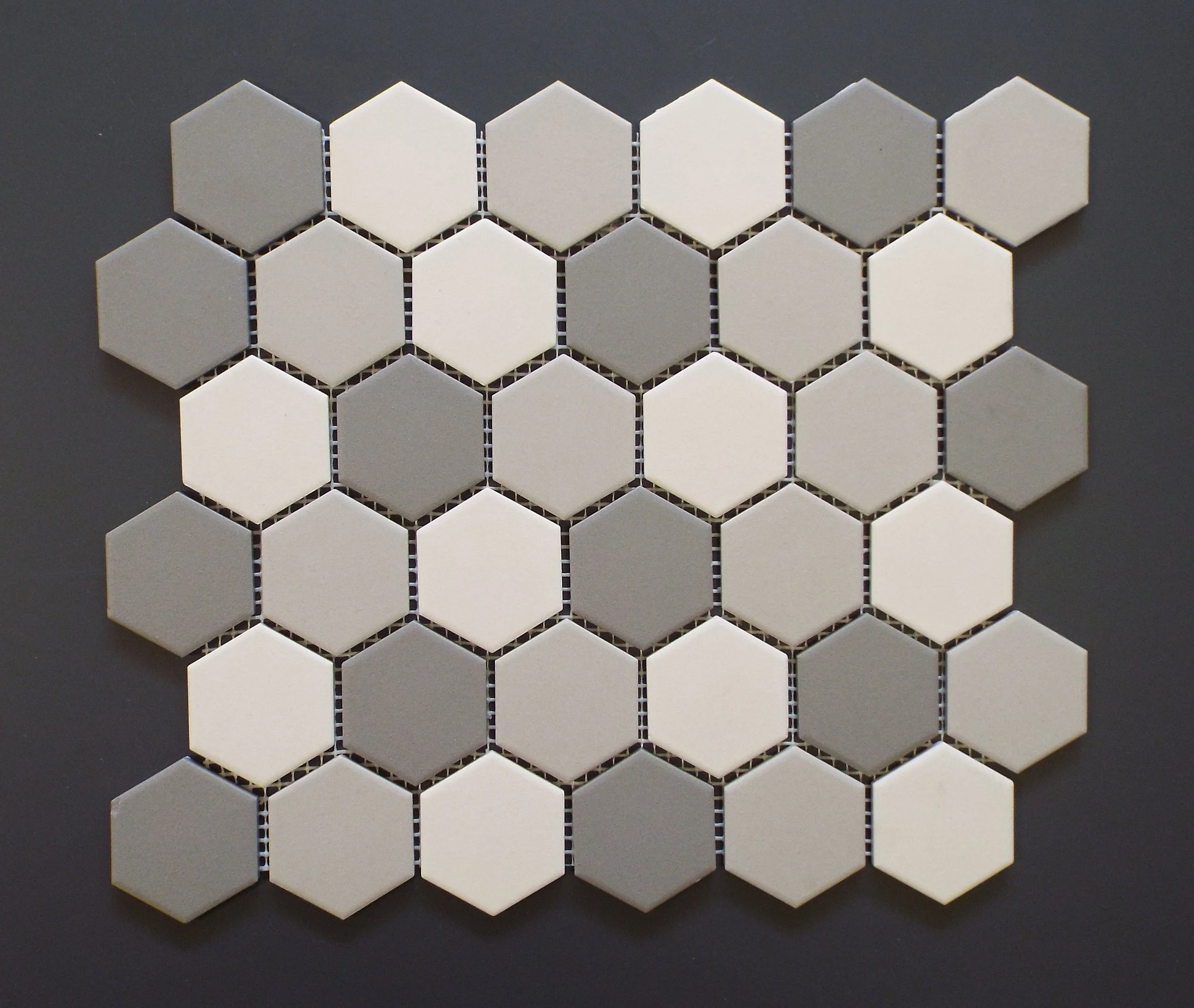 Unglazed - 2" Hexagon Light Grey Mix