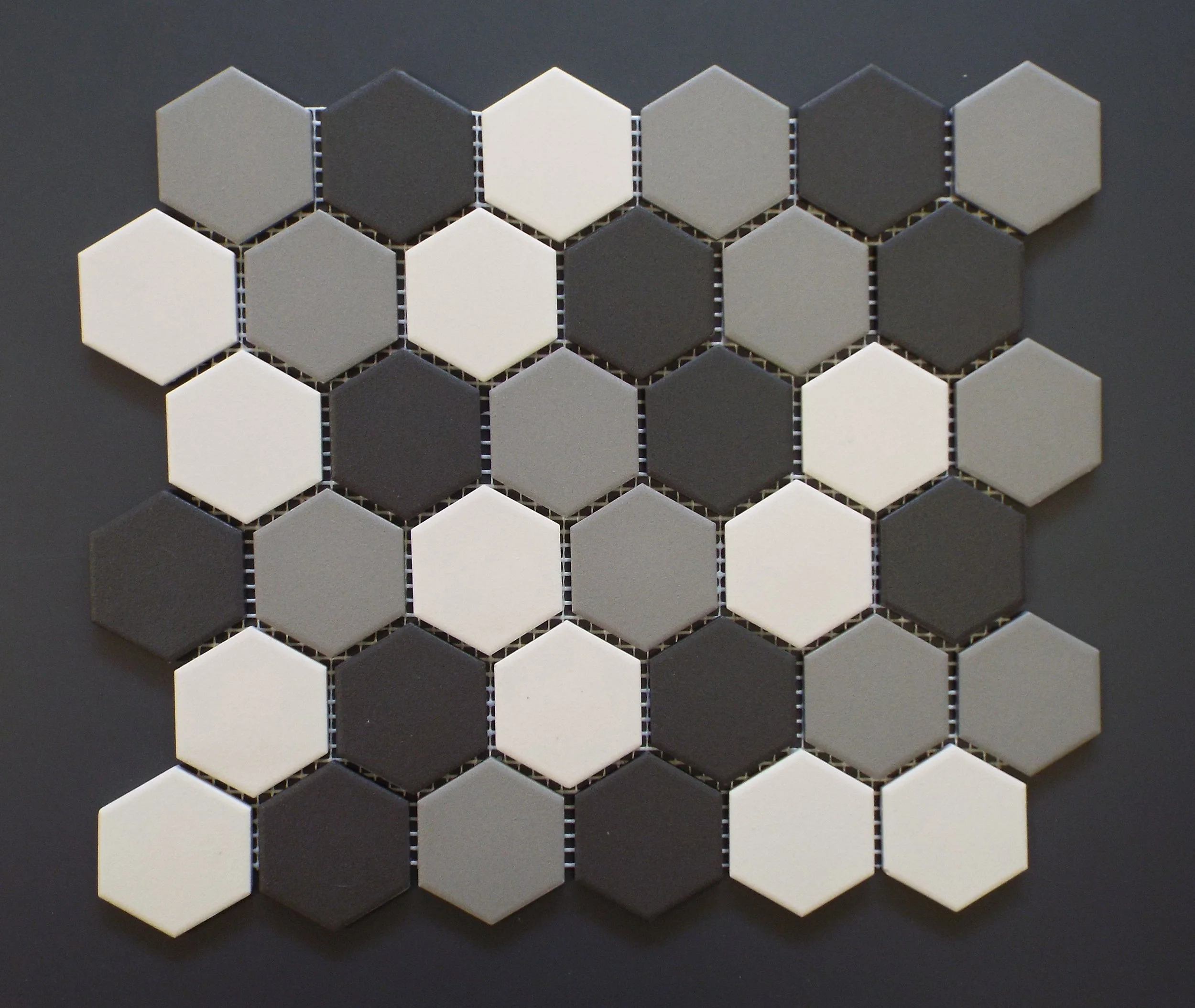 Unglazed - 2" Hexagon Light Grey Mix