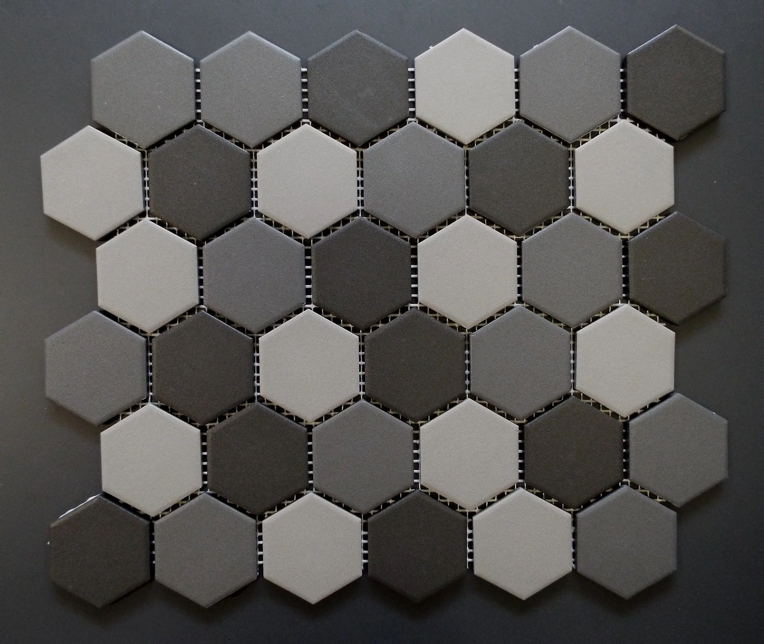 Unglazed - 2" Hexagon Light Grey Mix
