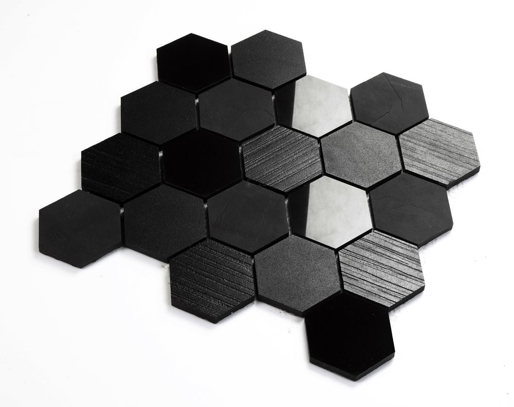 Fabric - 3” Hexagon Mixed - Glazed Mosaic Porcelain