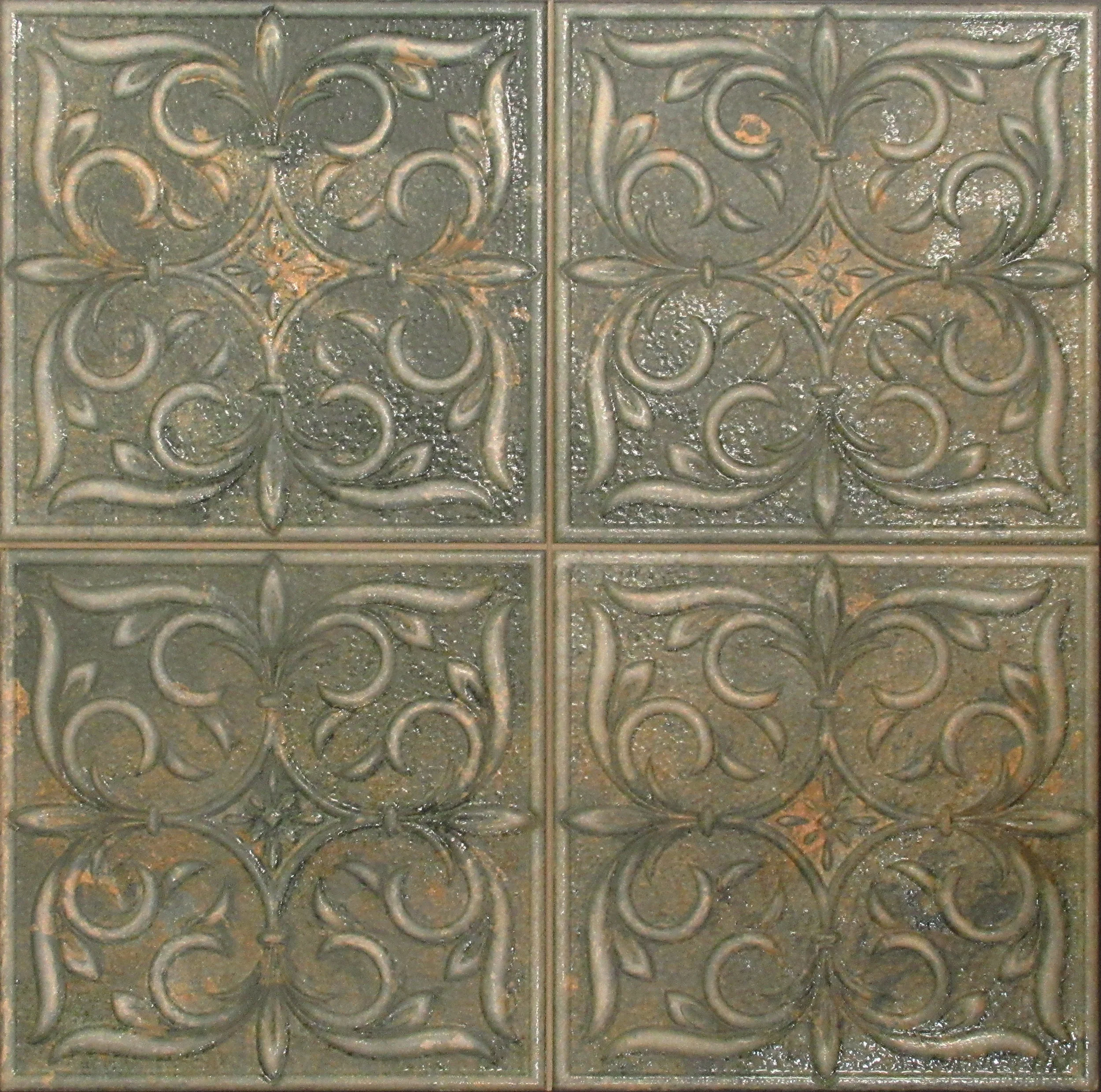 Antigua Lis Black - 13” x 13” Porcelain (shown as one piece)