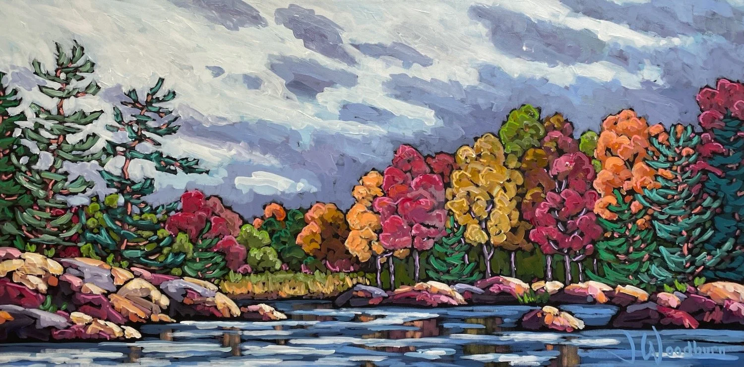 Autumn Riches 18"x36" Acrylic on Canvas, Autumn Art Sale at McMichael Gallery $1100