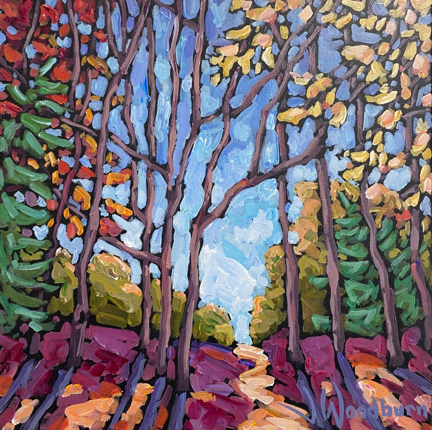 Path That Leads You 12"x12" Acrylic on Canvas, Double Door Gallery $325