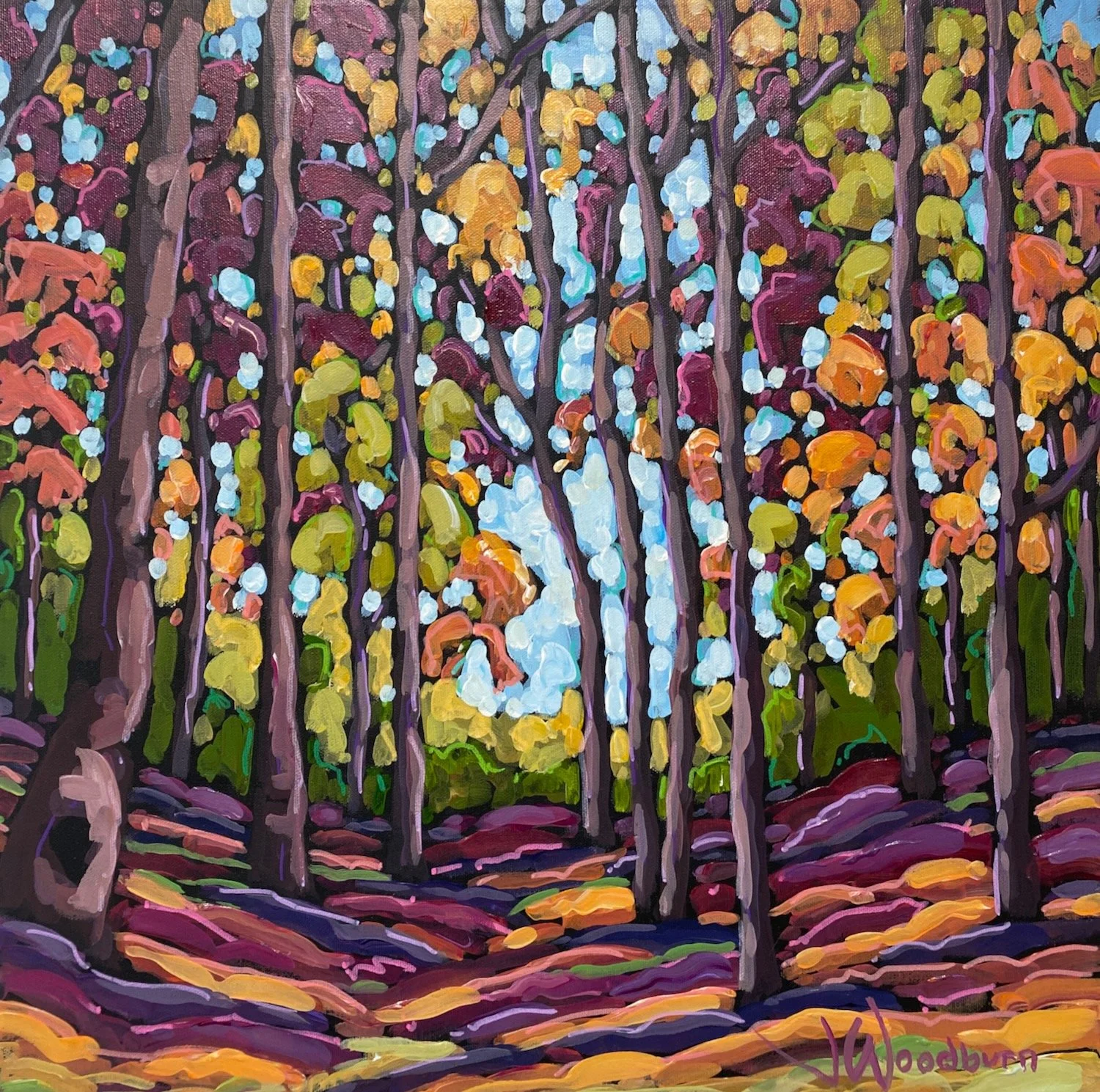 Depth of Colour 18"x18" Acrylic on Canvas, Autumn Art Sale at McMichael Gallery $560