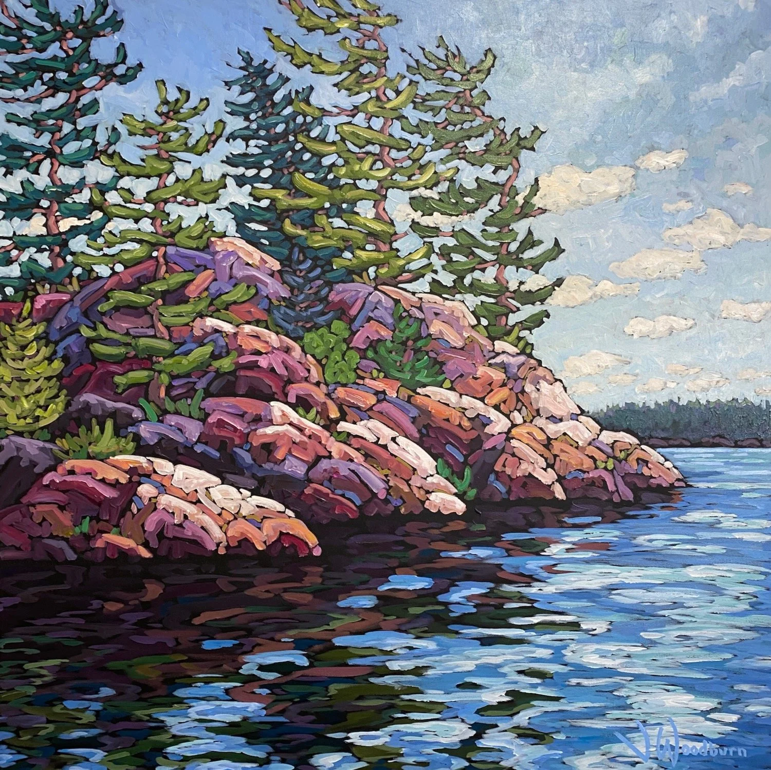 Summer Tales 36"x36" Acrylic on Canvas, Ojibway Club Art Show